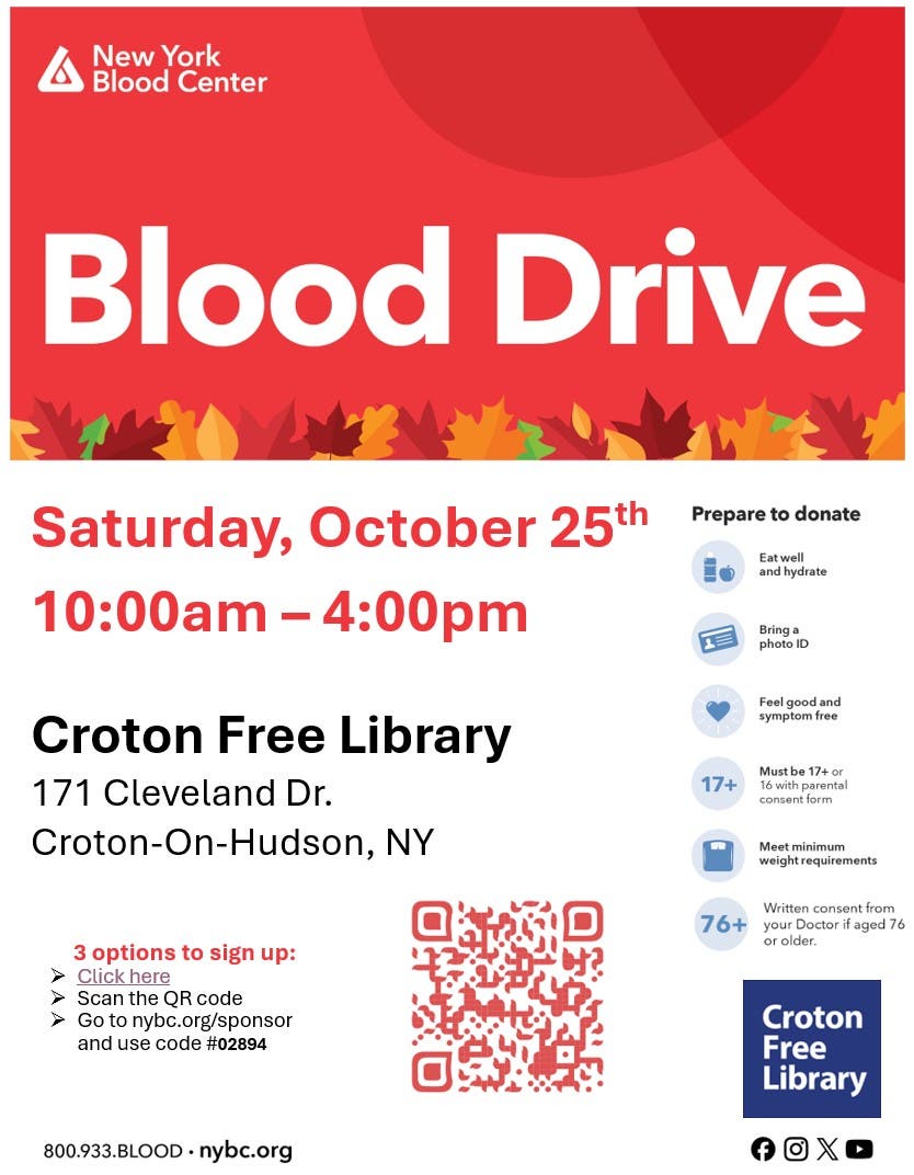 Blood Drive at the Croton Free Library