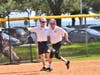Sibbi Calendo 78, rounds third base headed for home. Sibbi, has double knee transplant, demonstrates the threrapeutic value of senior softball