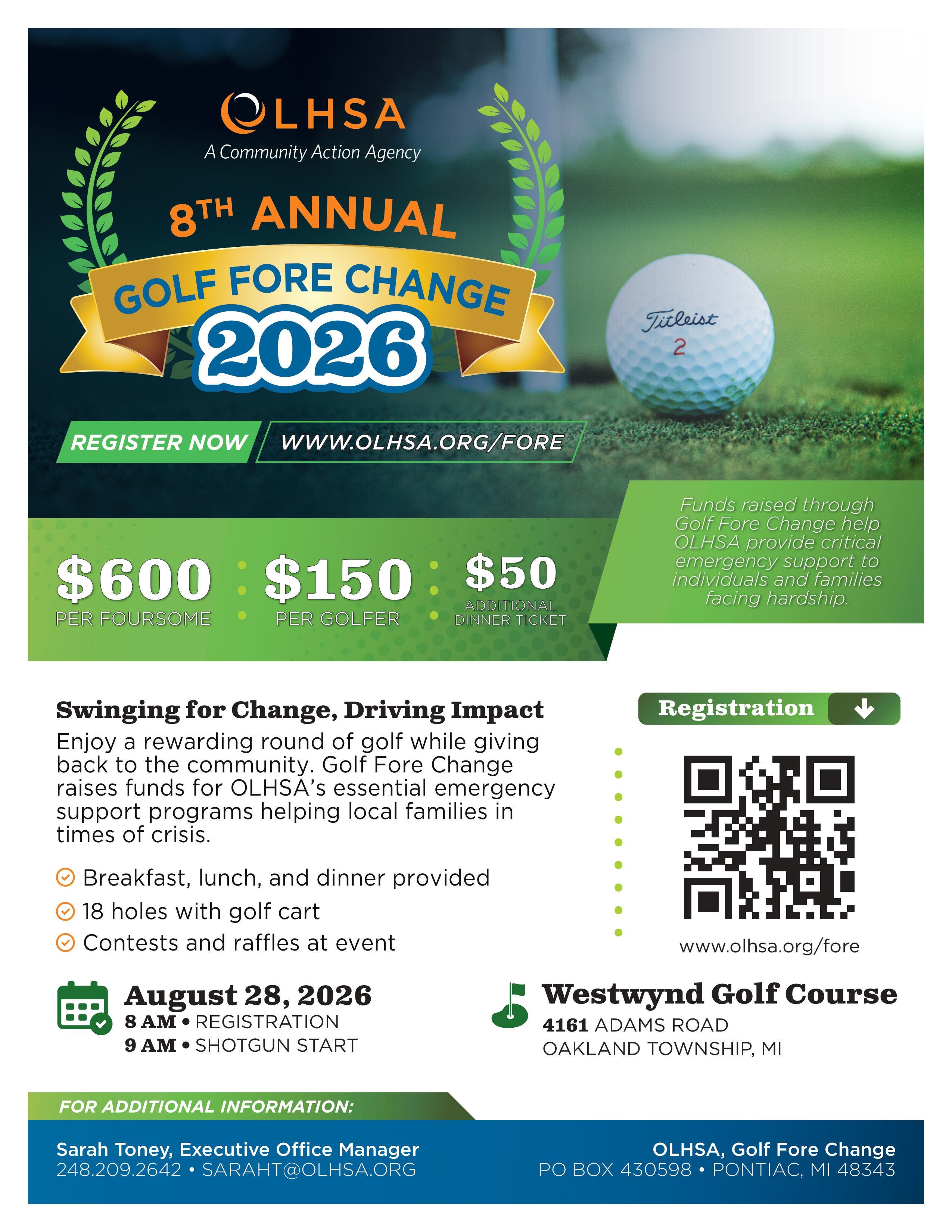 OLHSA Golf Fore Change 2026