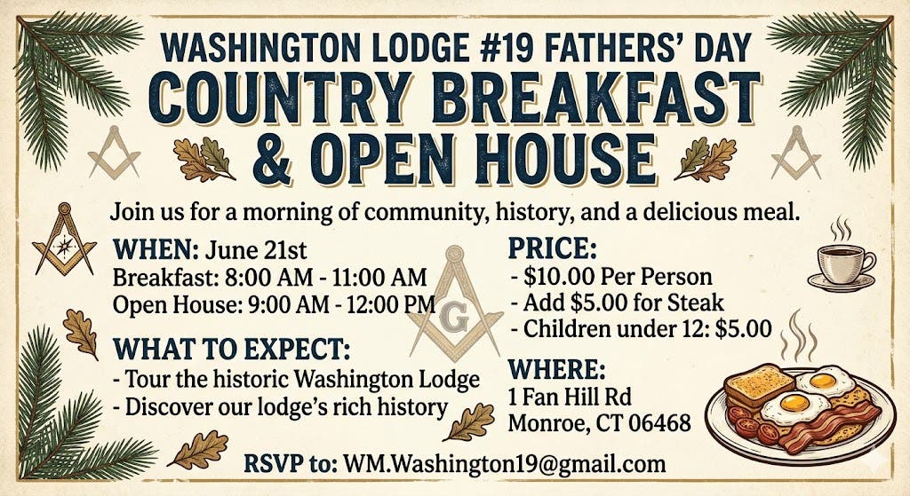 Washington Lodge #19 Fathers' Day Country Breakfast & Open House