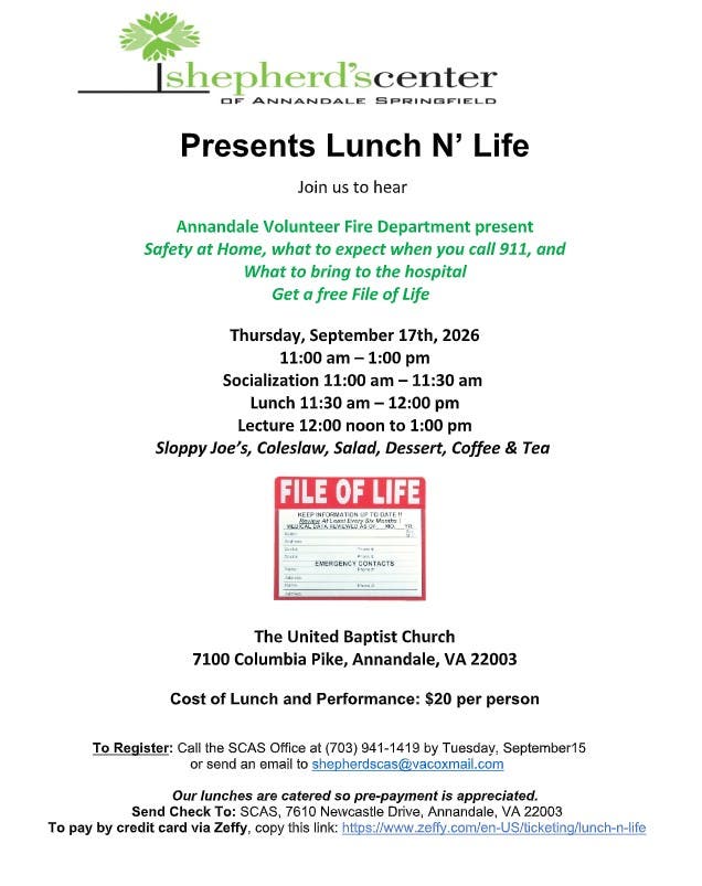Shepherd's Center of Annandale Springfield September Luncheon