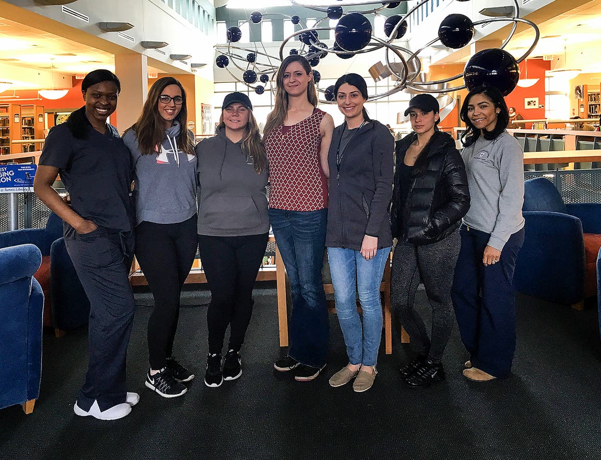 Some of the 15 AAHPD chapter members are shown with co-president Amber Humphrey (center).