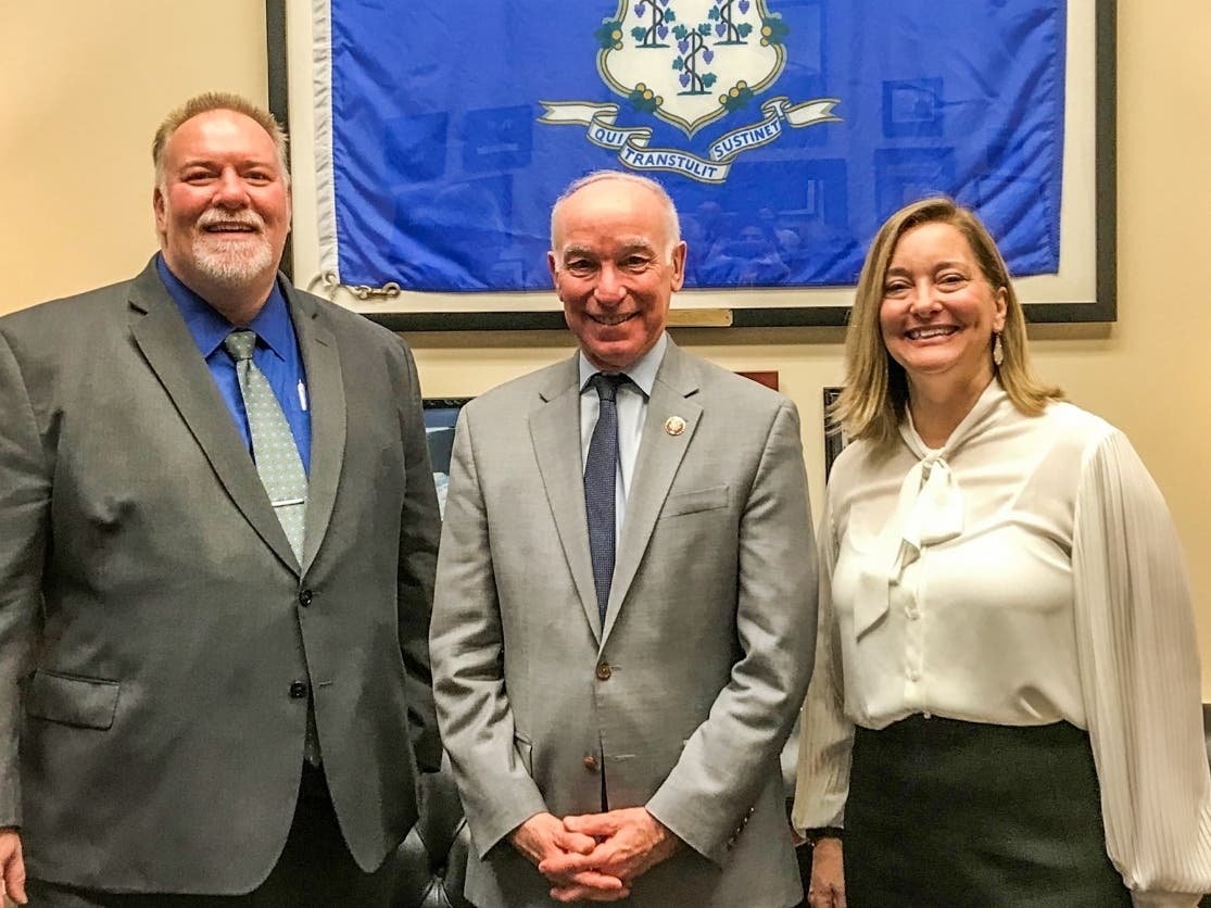 Dr. James Lombella (left) and Eileen Peltier spoke with Rep. Joe Courtney during their meetings on Capitol Hill.