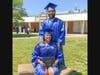 Mom and son Chaneka Russ (seated) and Shiquan Roman of Bristol both received their degrees at the in-person conferral on May 27.  

