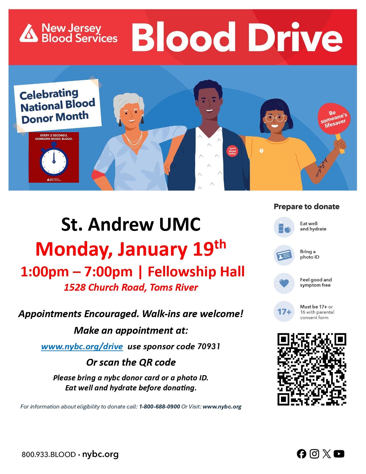 Toms River Community Blood Drive - Emergency Blood Shortage!