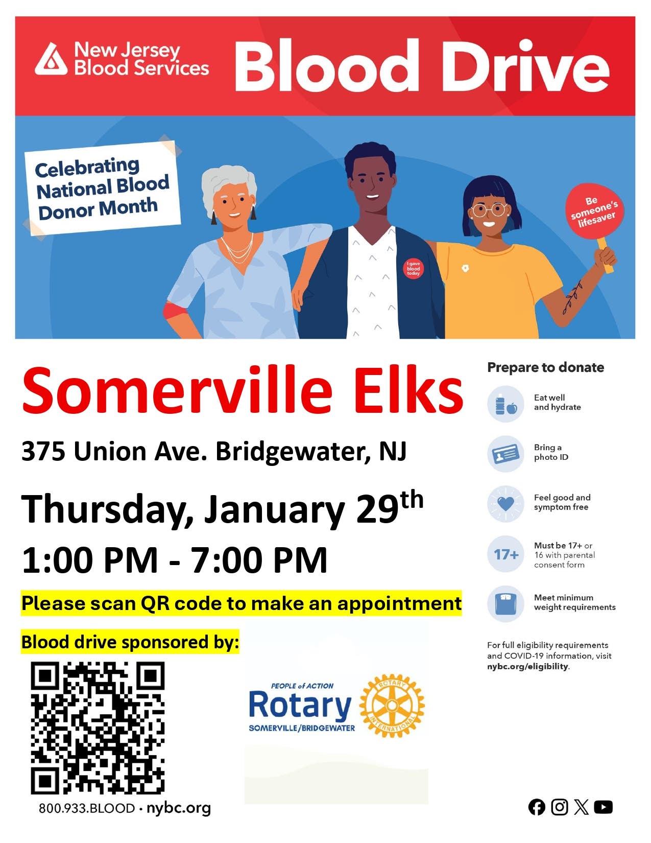 Bridgewater Emergency Blood Drive - National Blood Donor Month