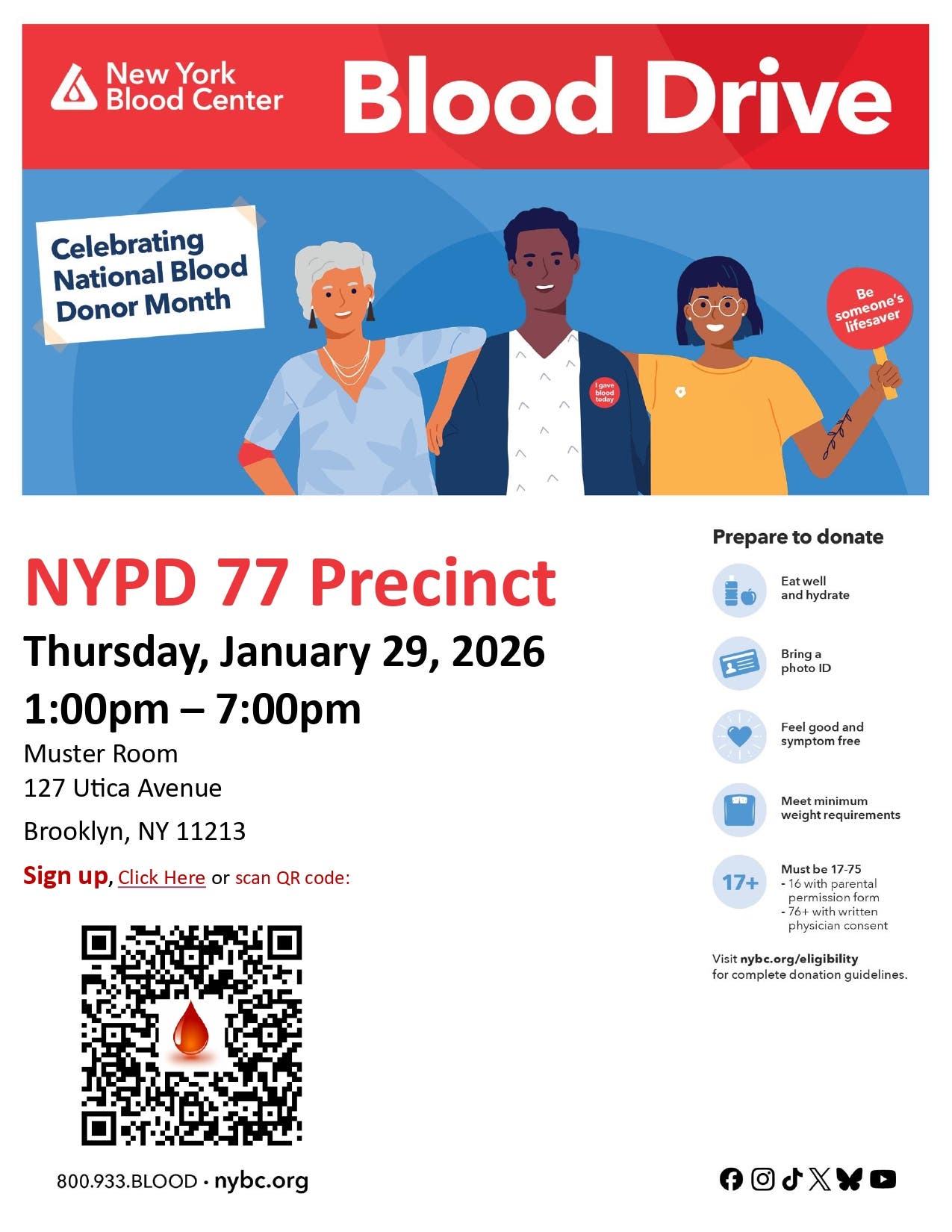 Crown Heights Emergency Blood Drive - National Blood Donor Month