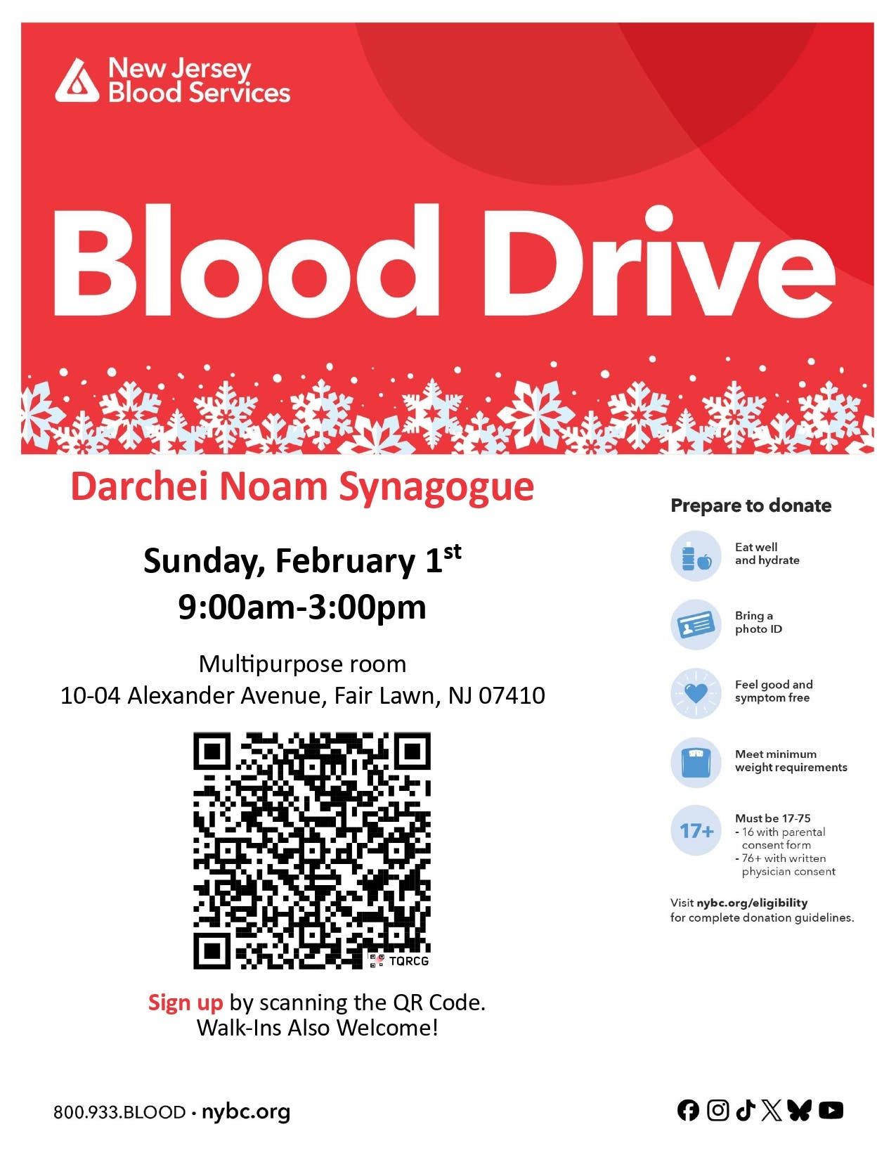 Fair Lawn Community Blood Drive - Emergency Shortage!