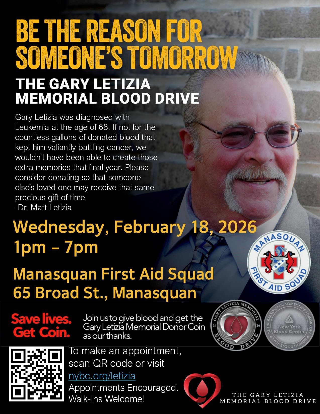 Manasquan Community Blood Drive - In Loving Memory of Gary Letizia