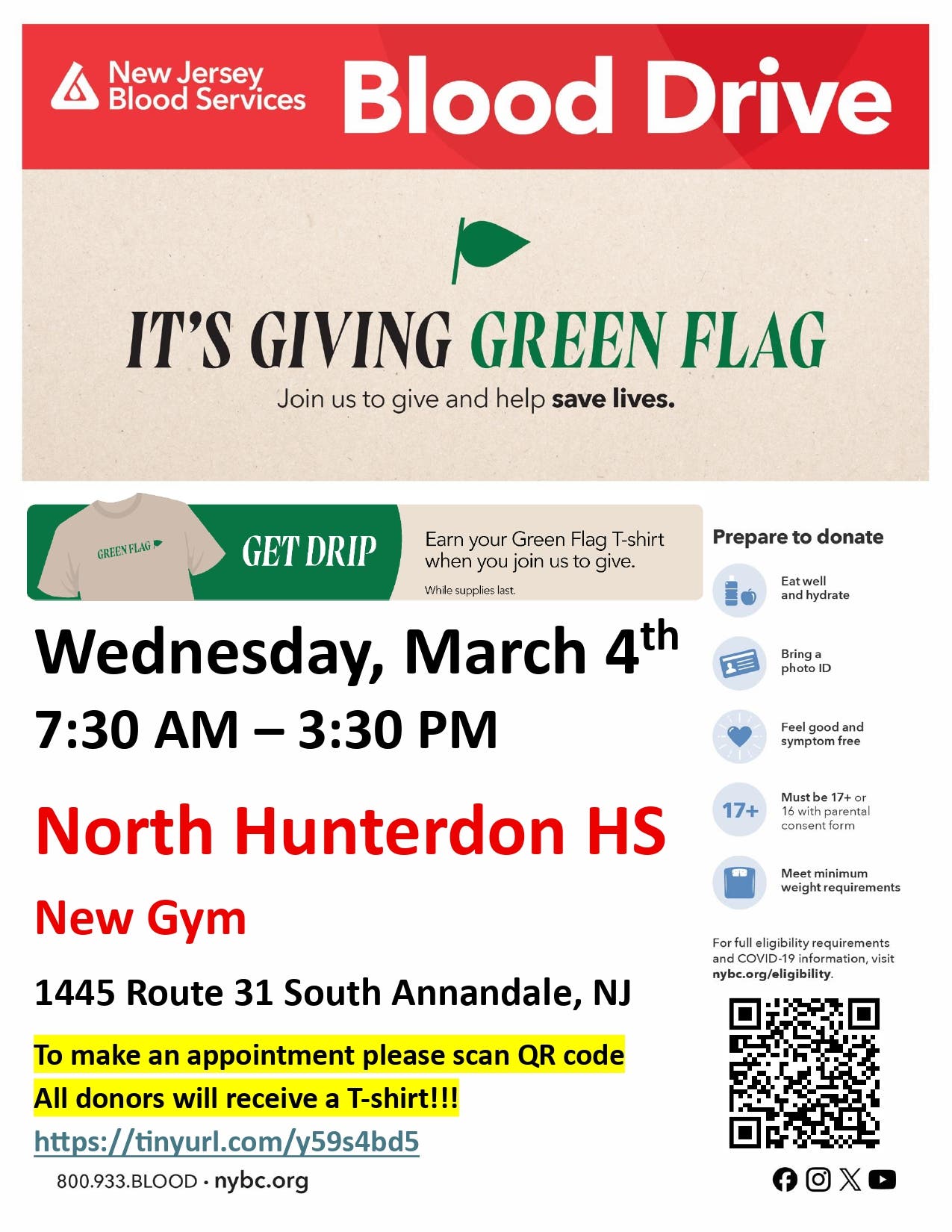 Clinton Community Blood Drive - Tshirt for Donors!