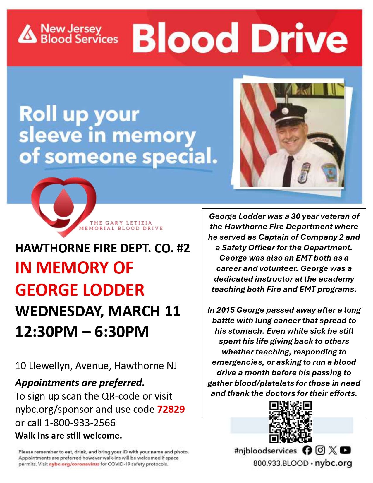 Hawthorne Community Blood Drive - In Loving Memory of George Lodder