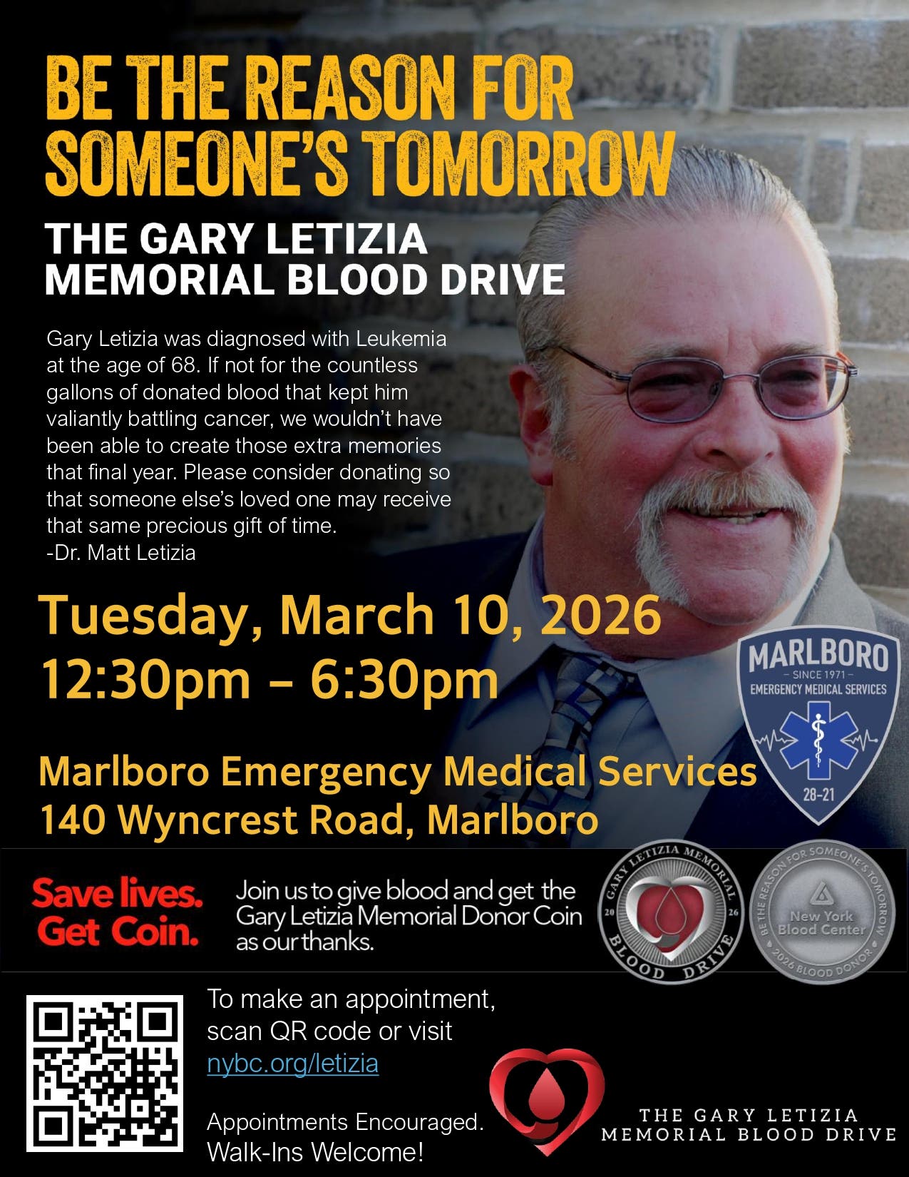 Marlboro Community Blood Drive - In Loving Memory of Gary Letizia