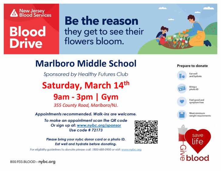Mar 14 | Marlboro Community Blood Drive | Marlboro, NJ Patch