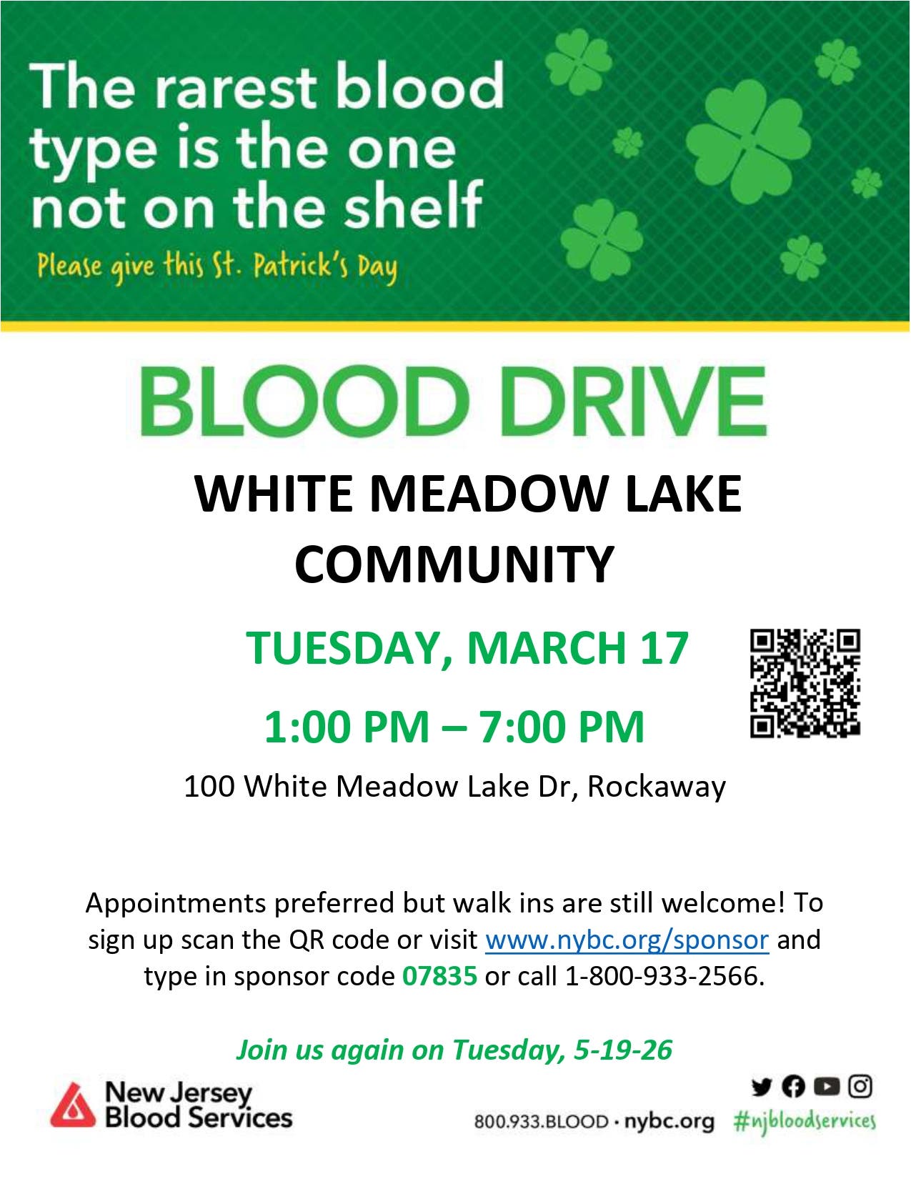 Rockaway Community Blood Drive