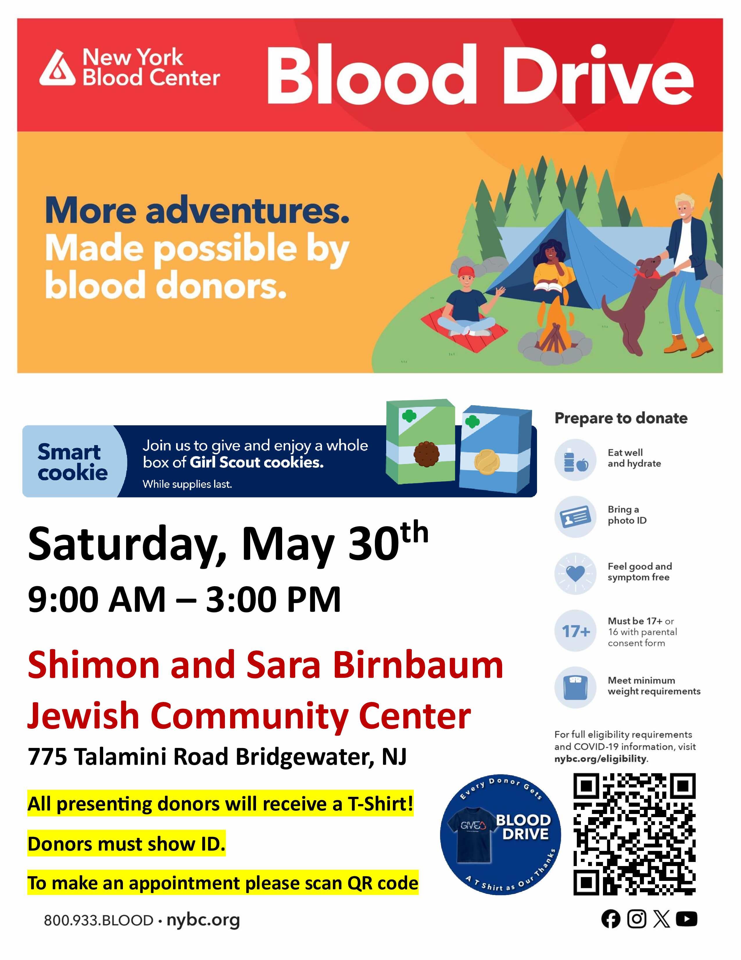 Bridgewater Community Blood Drive - Tshirt & Box of Girl Scout cookies for donors!