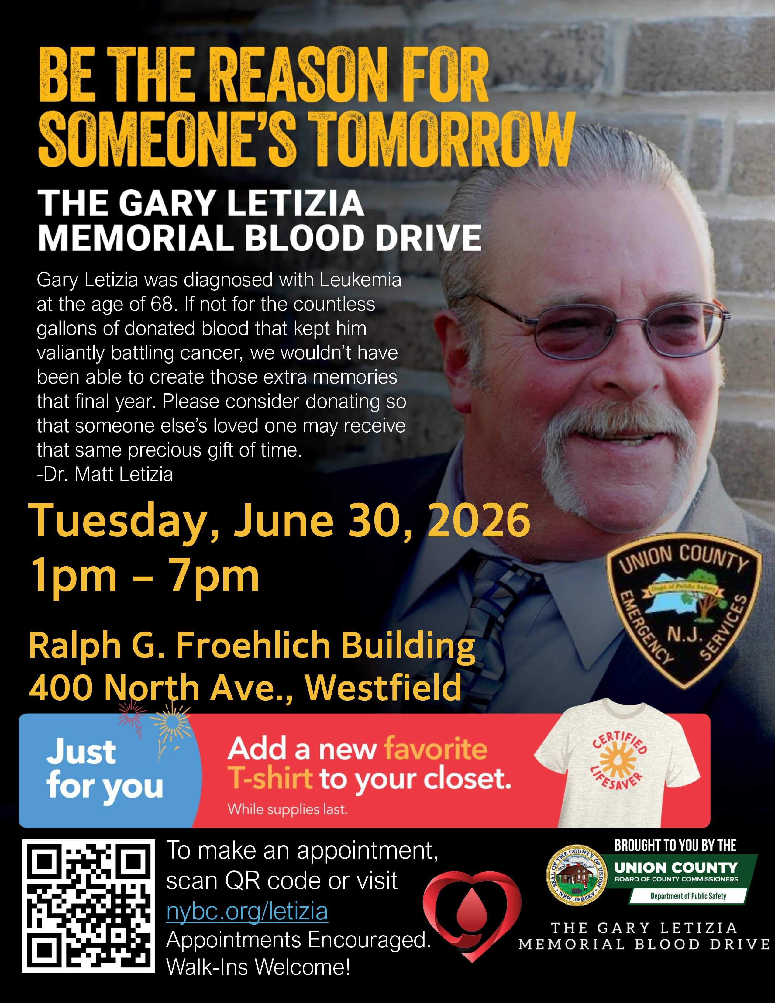 Westfield Community Blood Drive - In Loving Memory of Gary Letizia