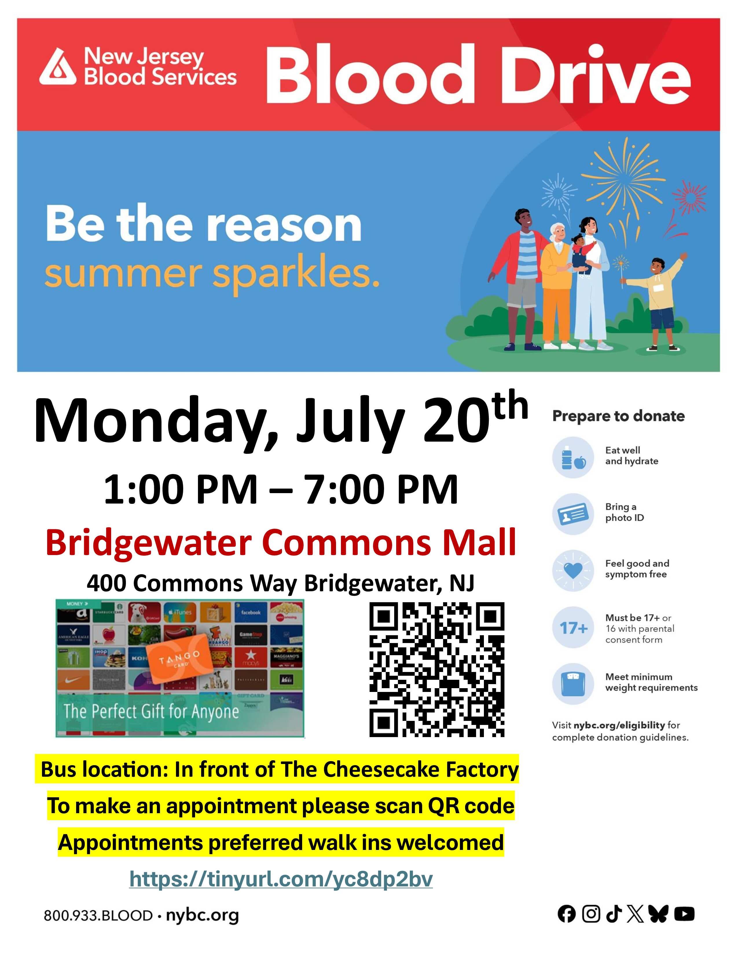 Bridgewater Community Blood Drive - $15 e-gift card for donors!
