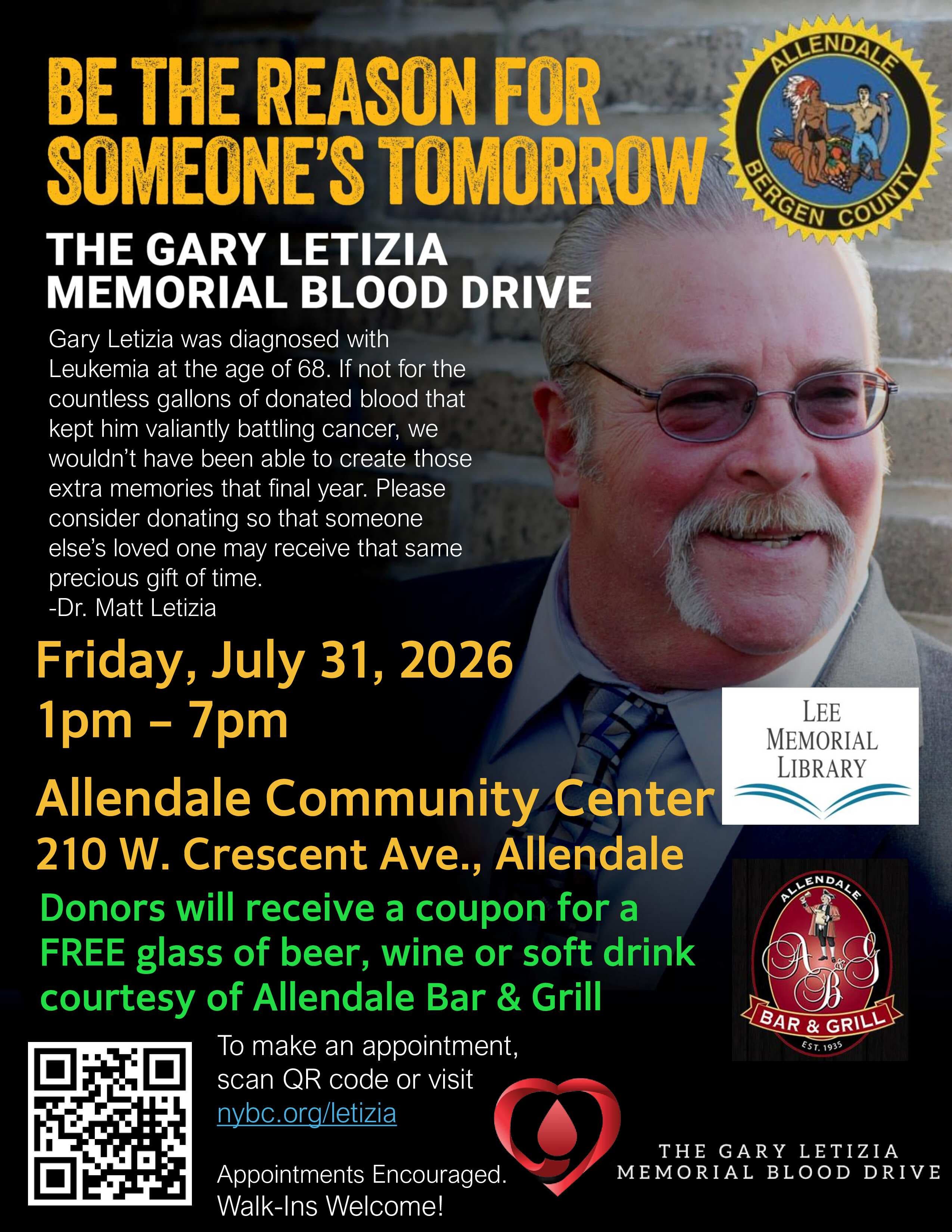 Allendale Community Blood Drive - In Loving Memory of Gary Letizia