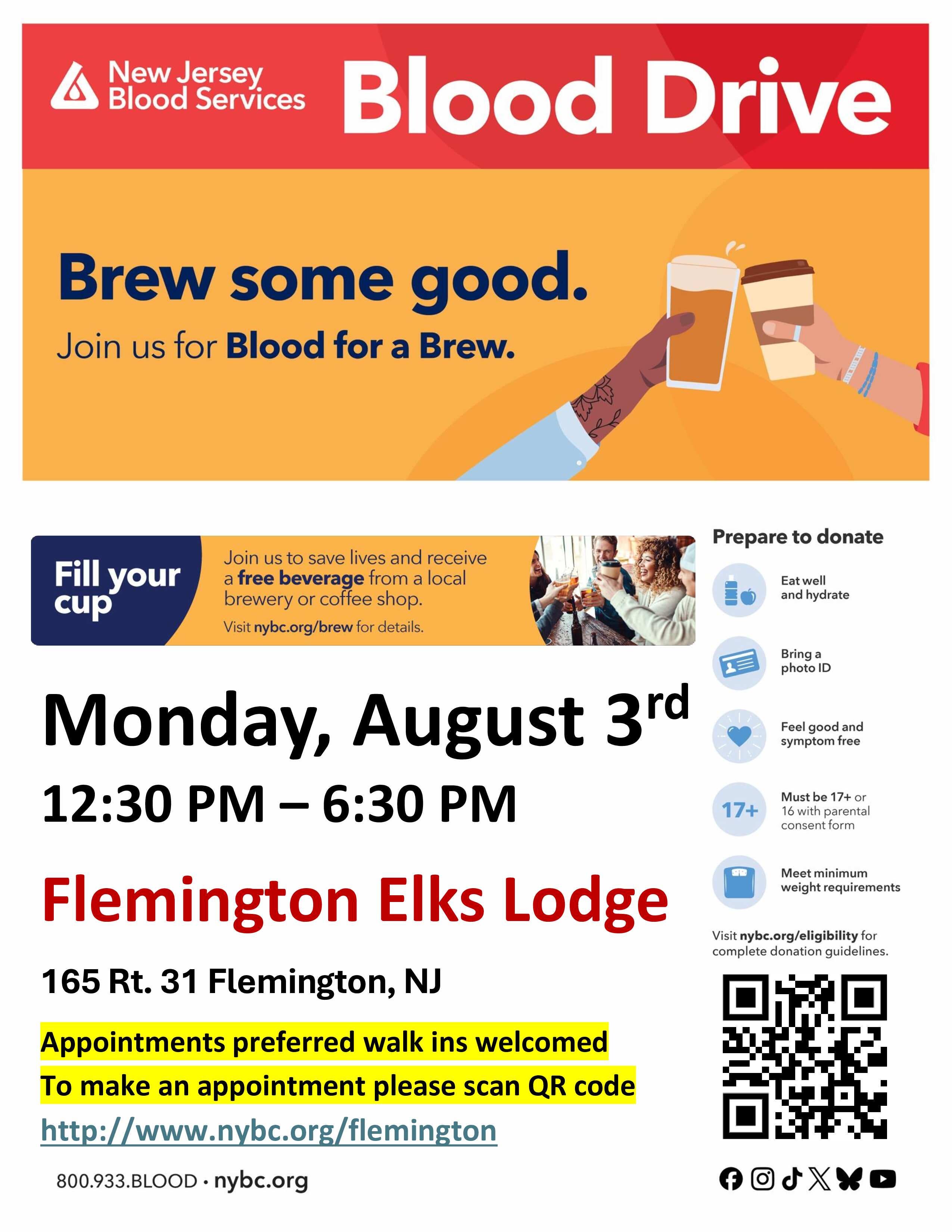 Flemington Community Blood Drive - Blood for a Brew