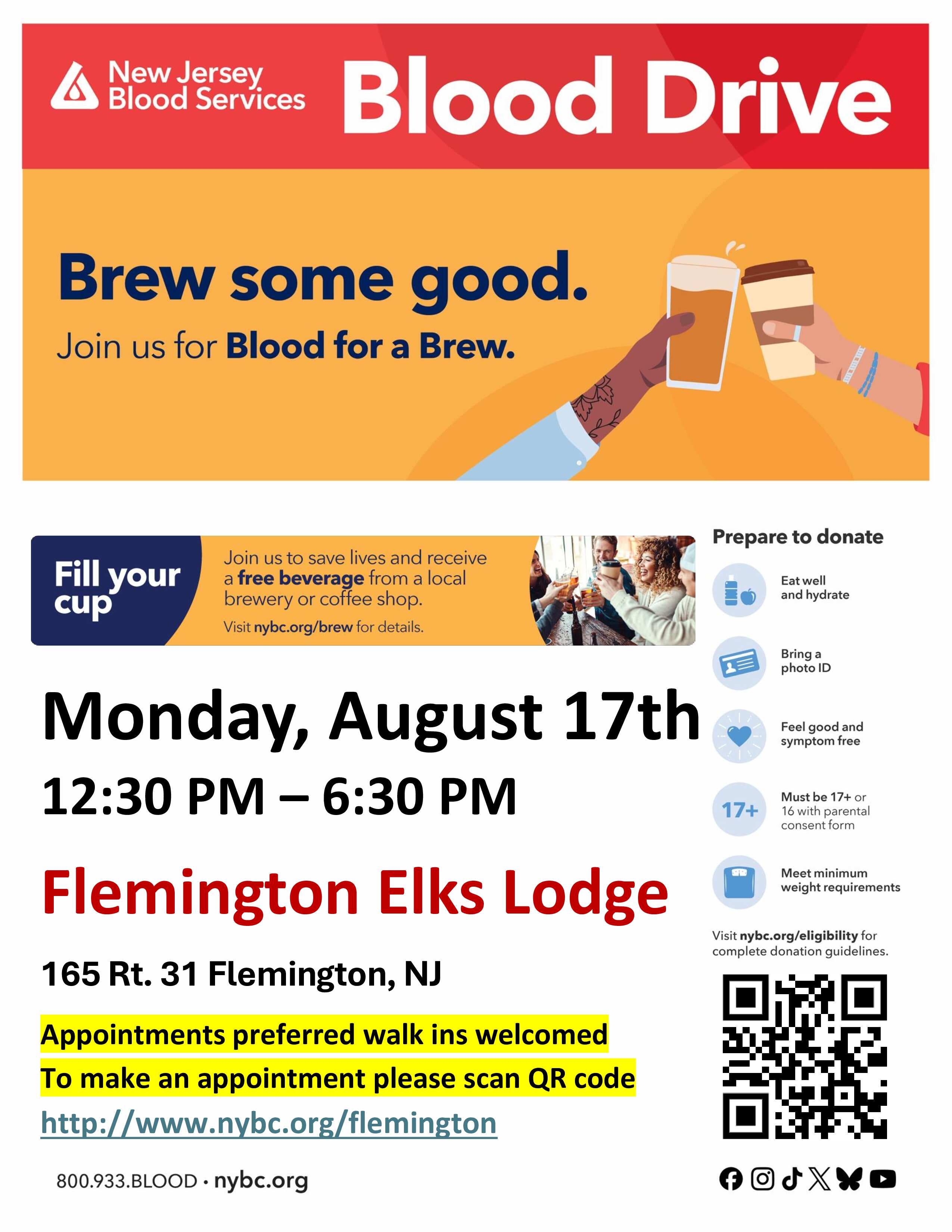 Flemington Community Blood Drive - Blood for a Brew
