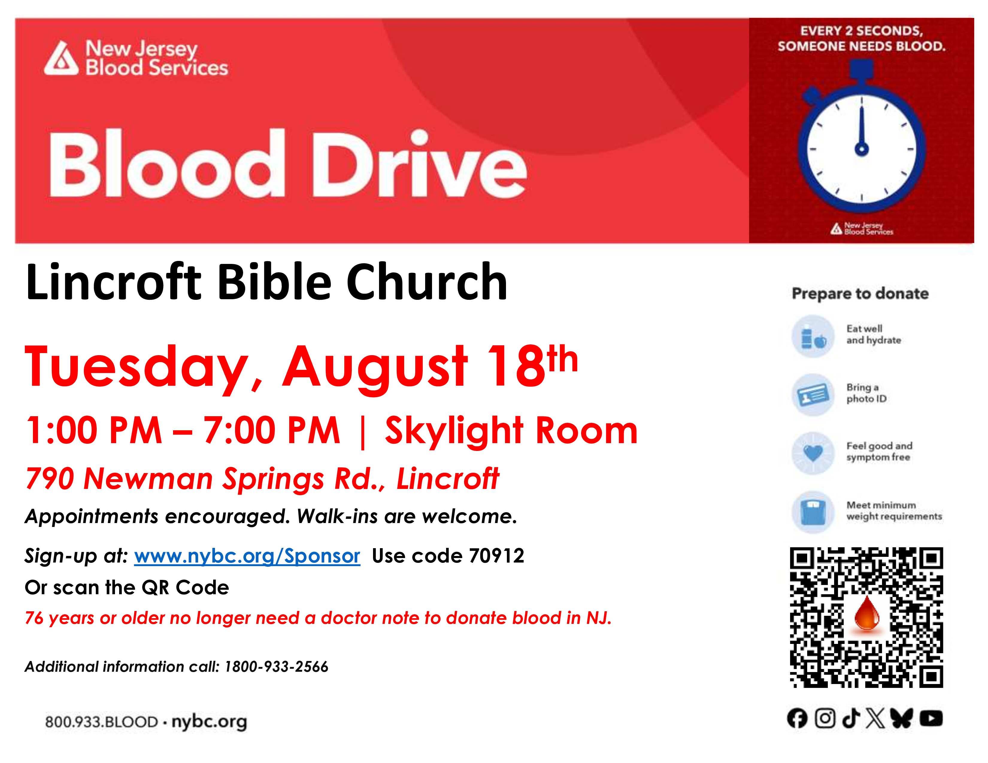 Lincroft Community Blood Drive