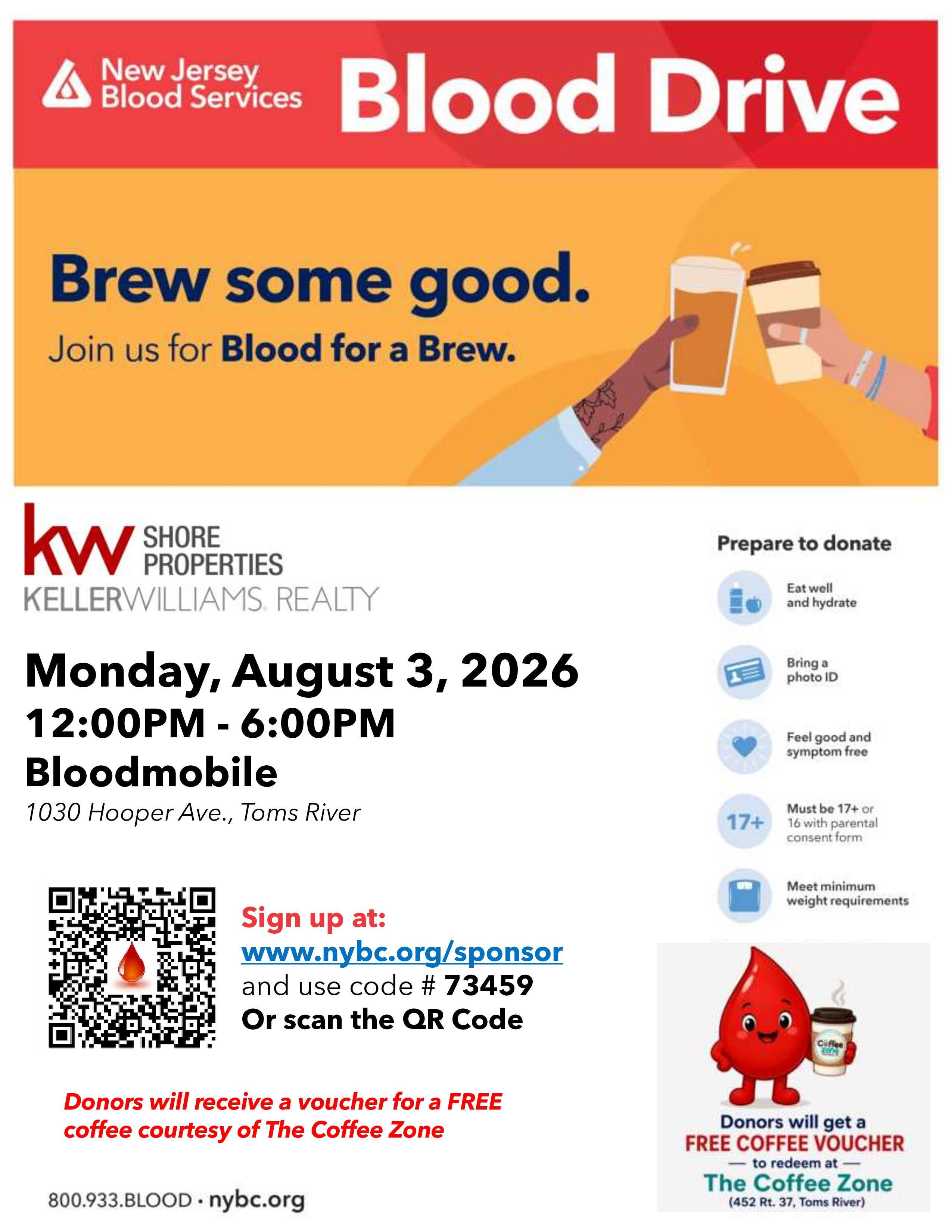Toms River Community Blood Drive - Blood for a Brew!