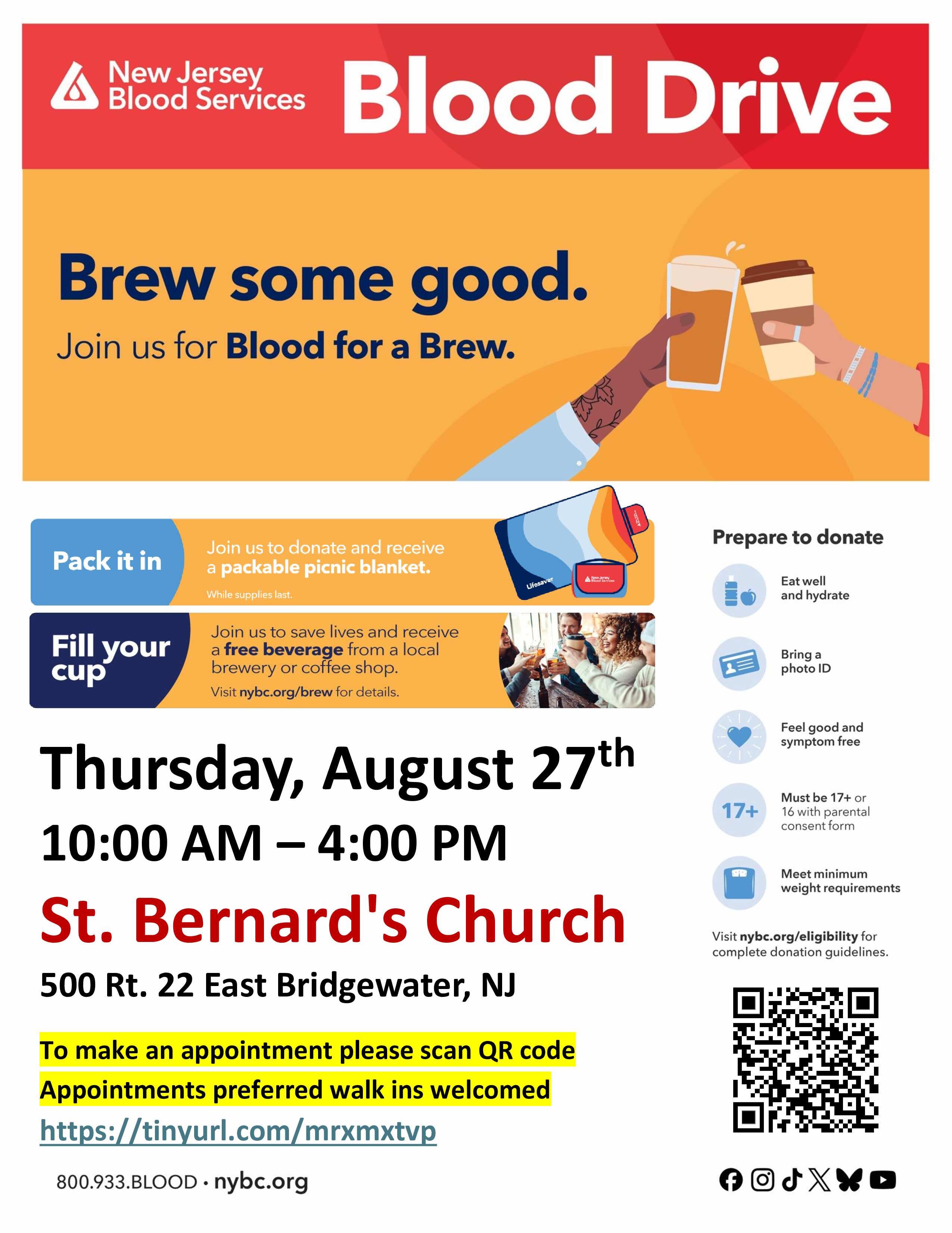 Bridgewater Community Blood Drive - Picnic Blanket for donors!