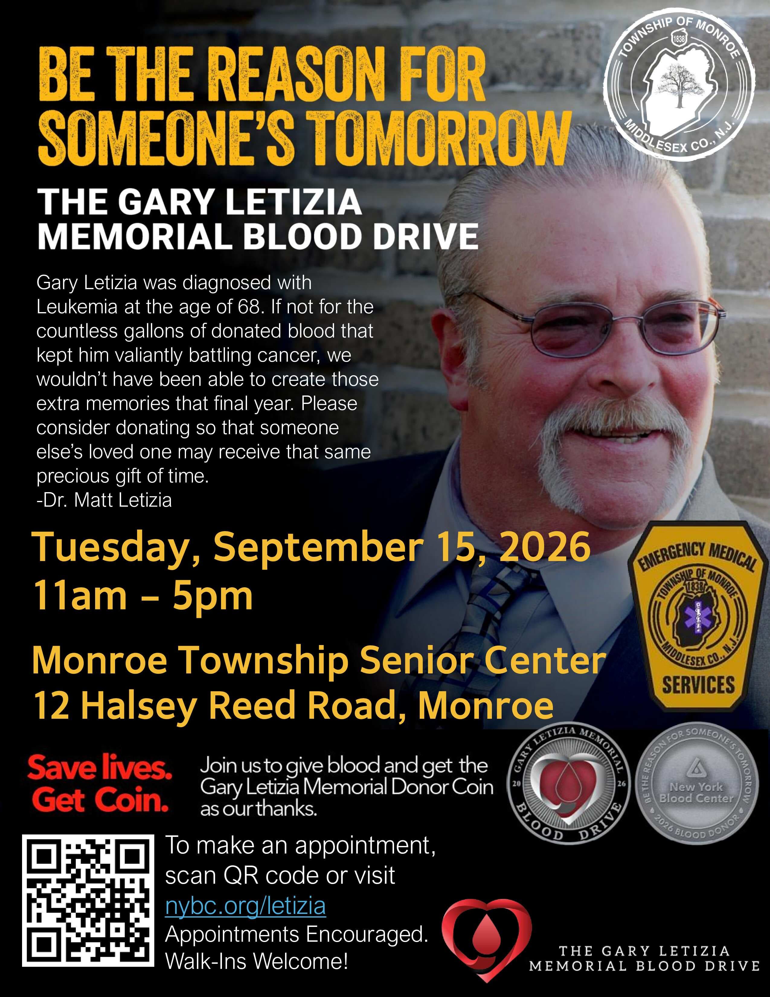 Monroe Community Blood Drive - In Loving Memory of Gary Letizia