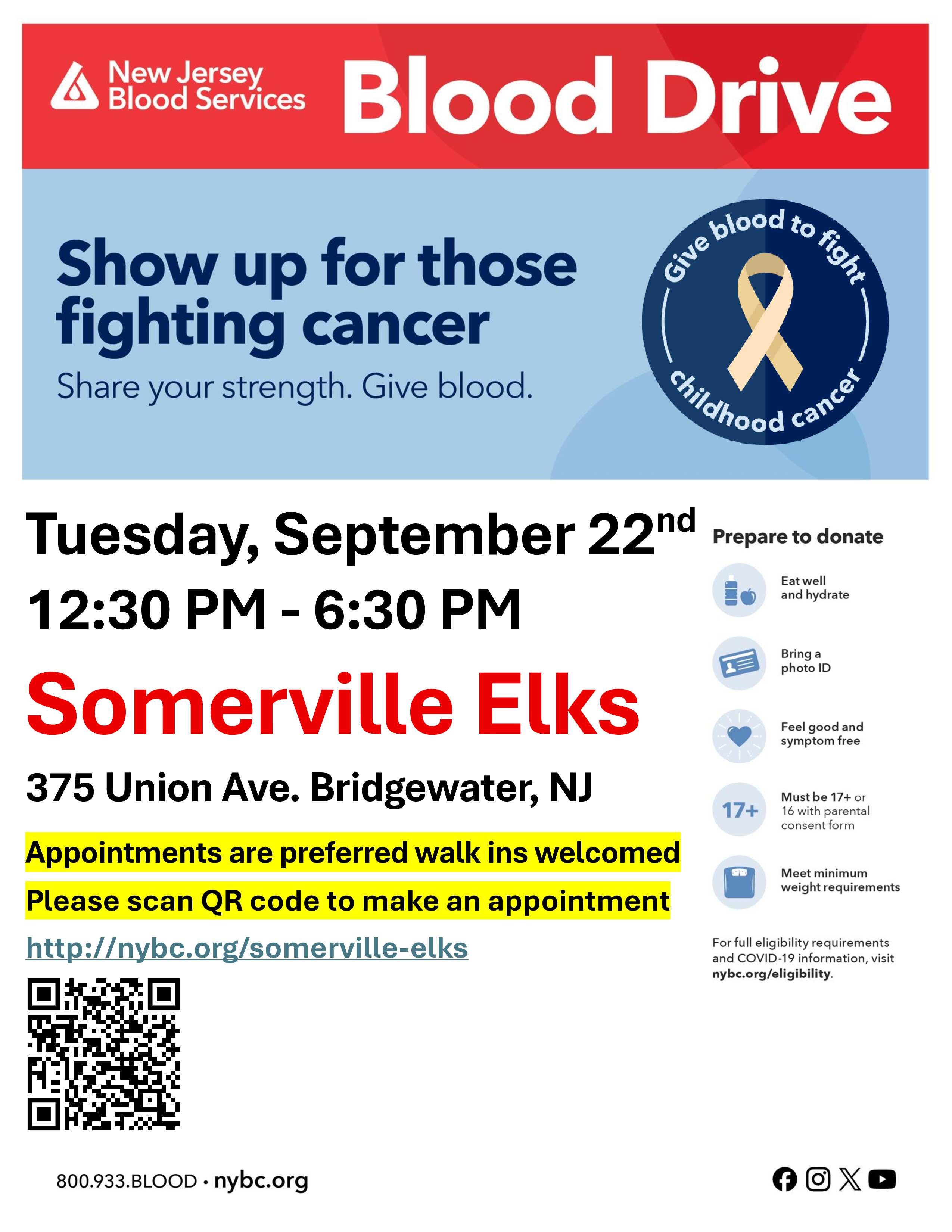 Bridgewater Childhood Cancer Awareness Month Community Blood Drive