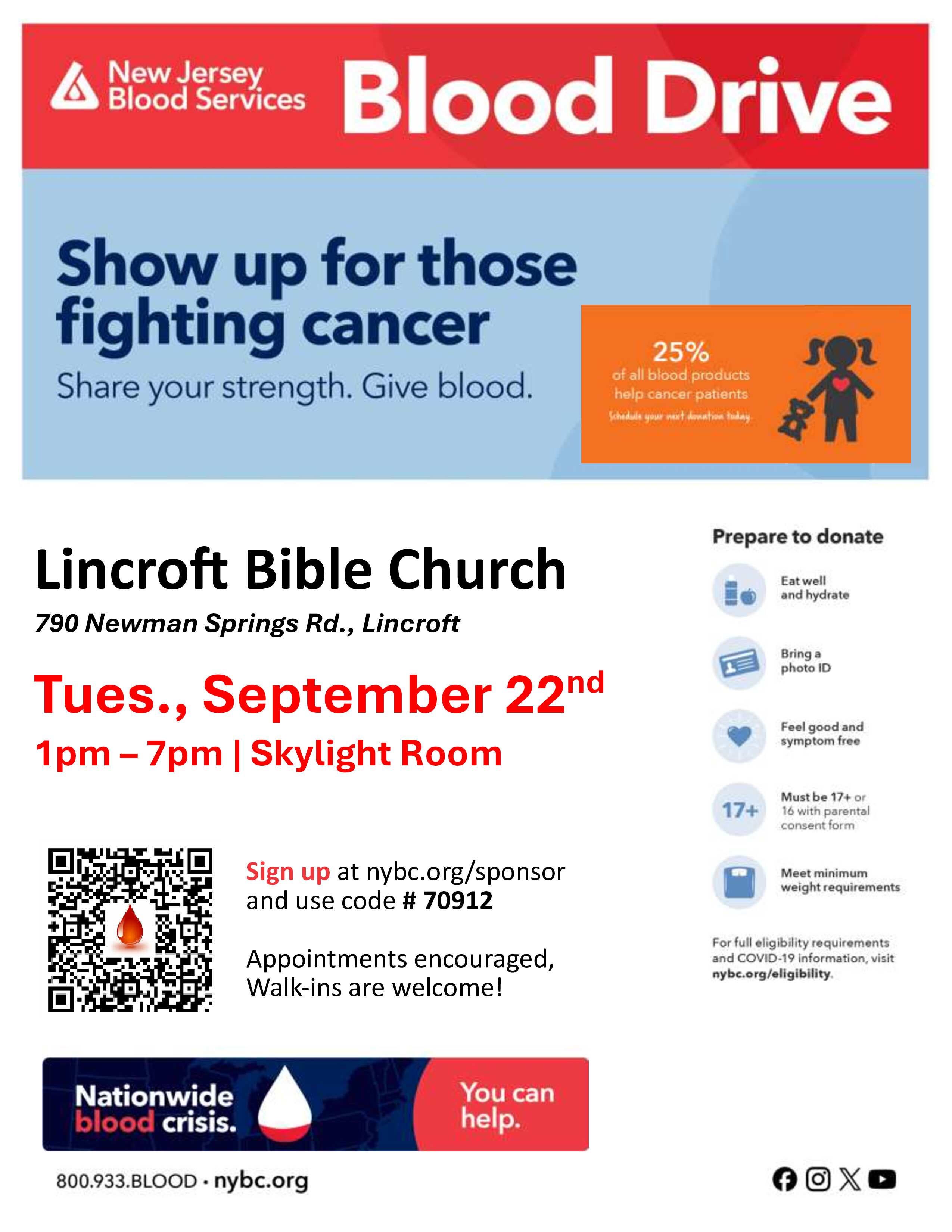 Lincroft Community Blood Drive