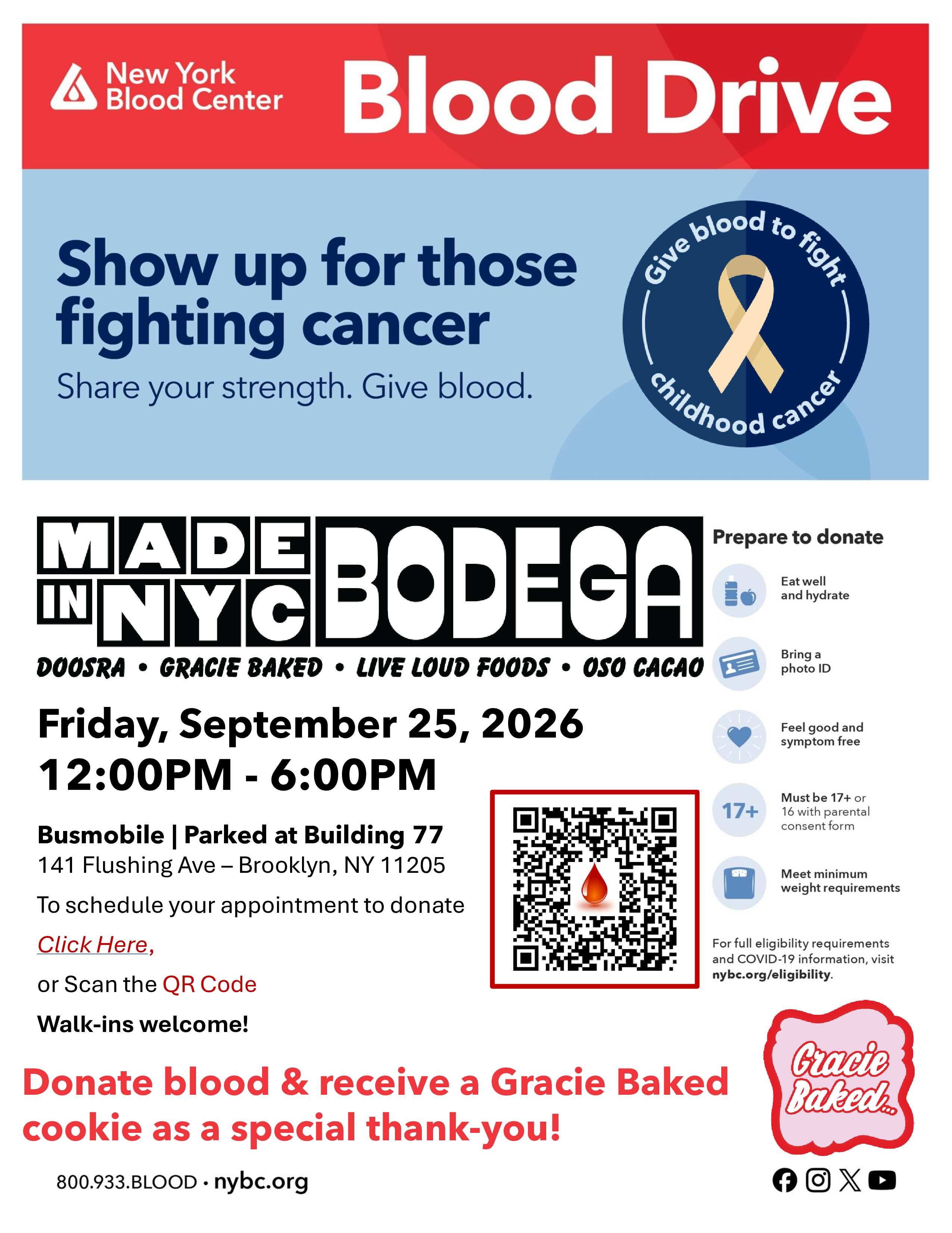 Brooklyn Navy Yard Community Blood Drive - Gracie Baked cookie for donors!