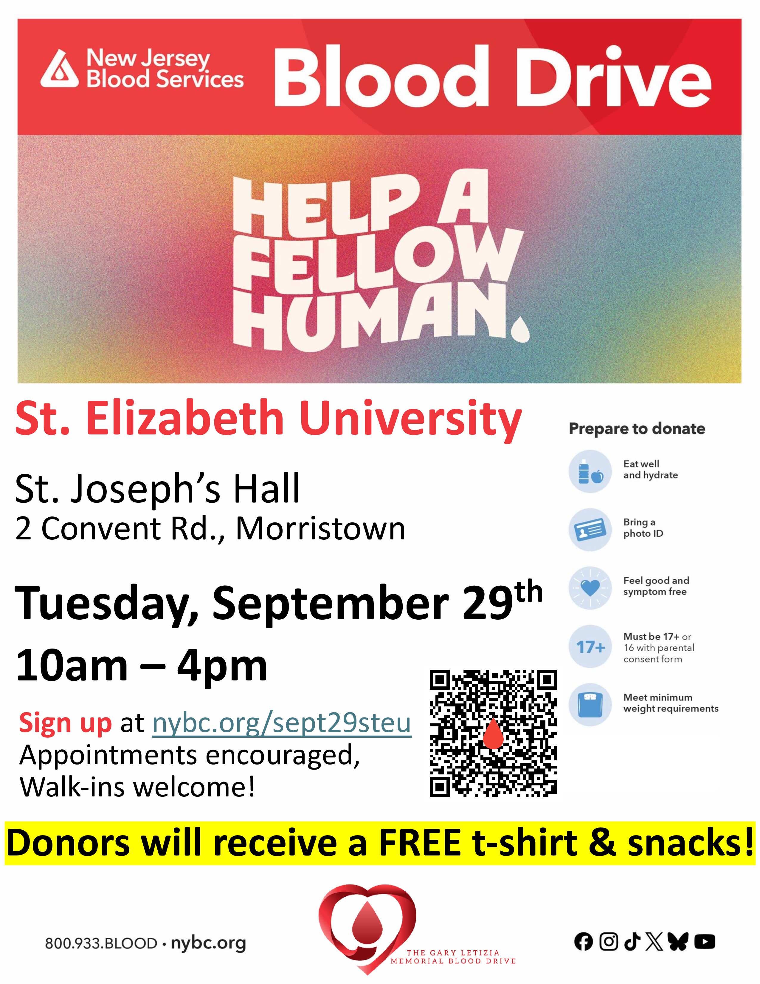 Morristown Community Blood Drive - Tshirt for donors!
