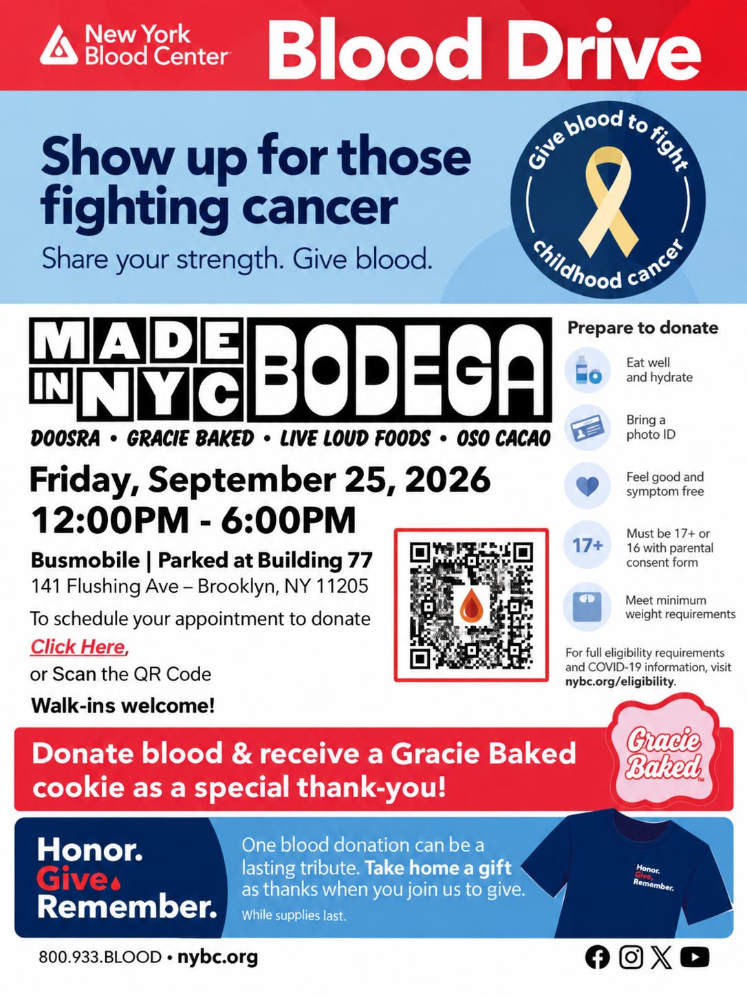 Brooklyn Navy Yard Community Blood Drive - Tshirt & Gracie Baked cookie for donors!