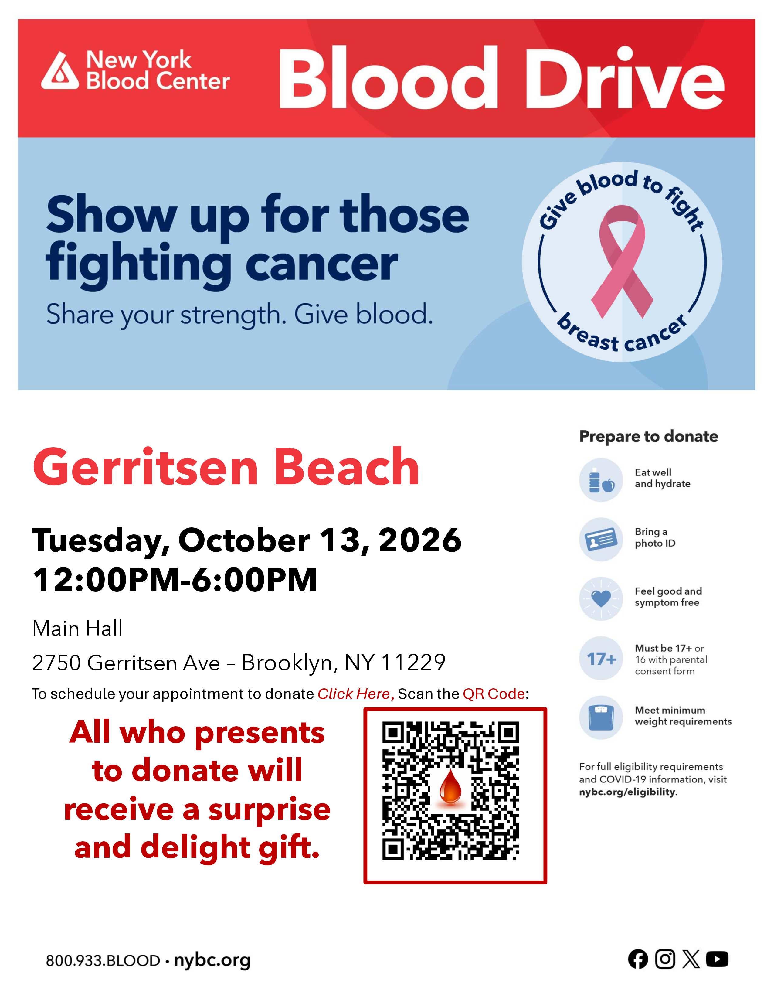 Gerritsen Beach Community Blood Drive - Surprise Gift for donors!