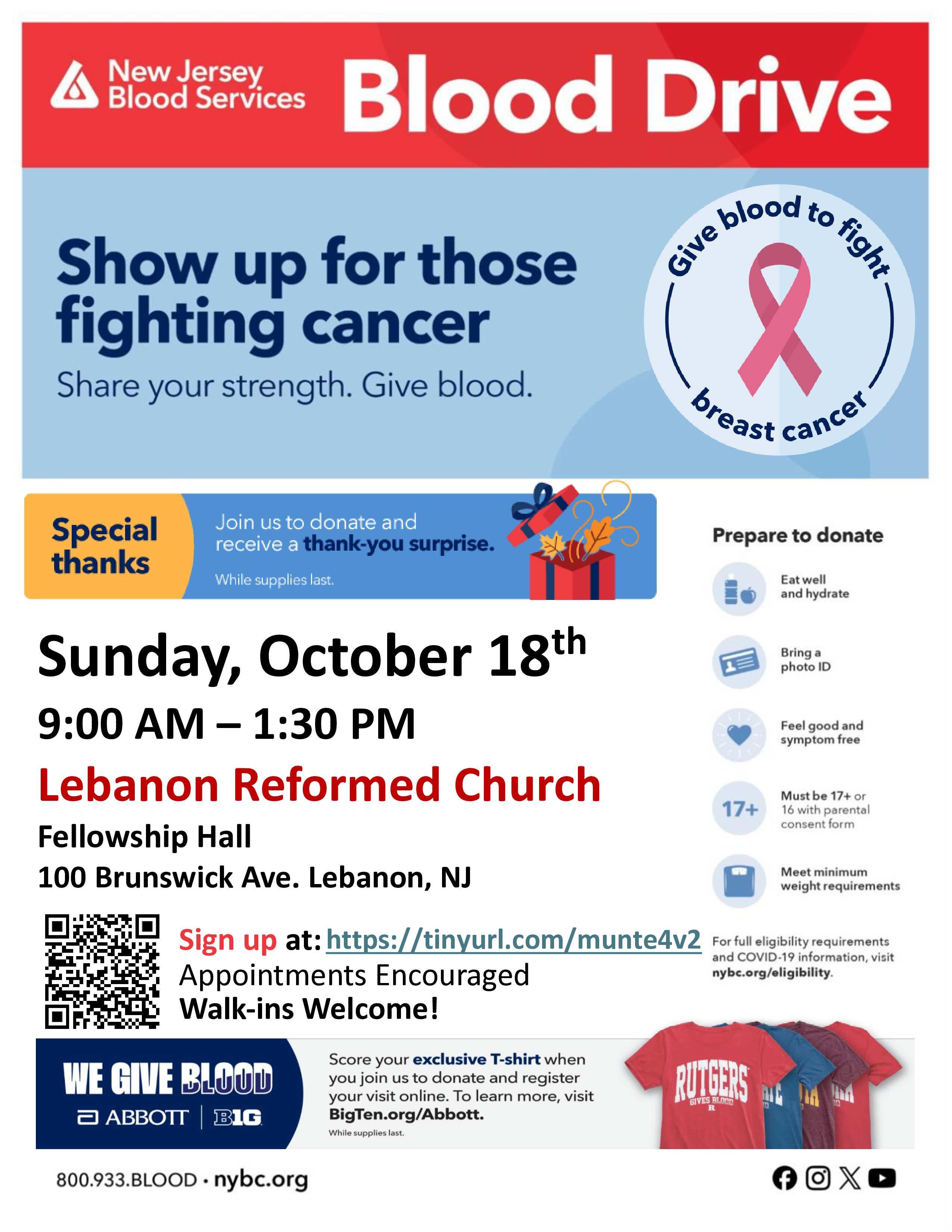 Lebanon Community Blood Drive - Surprise Gift for donors