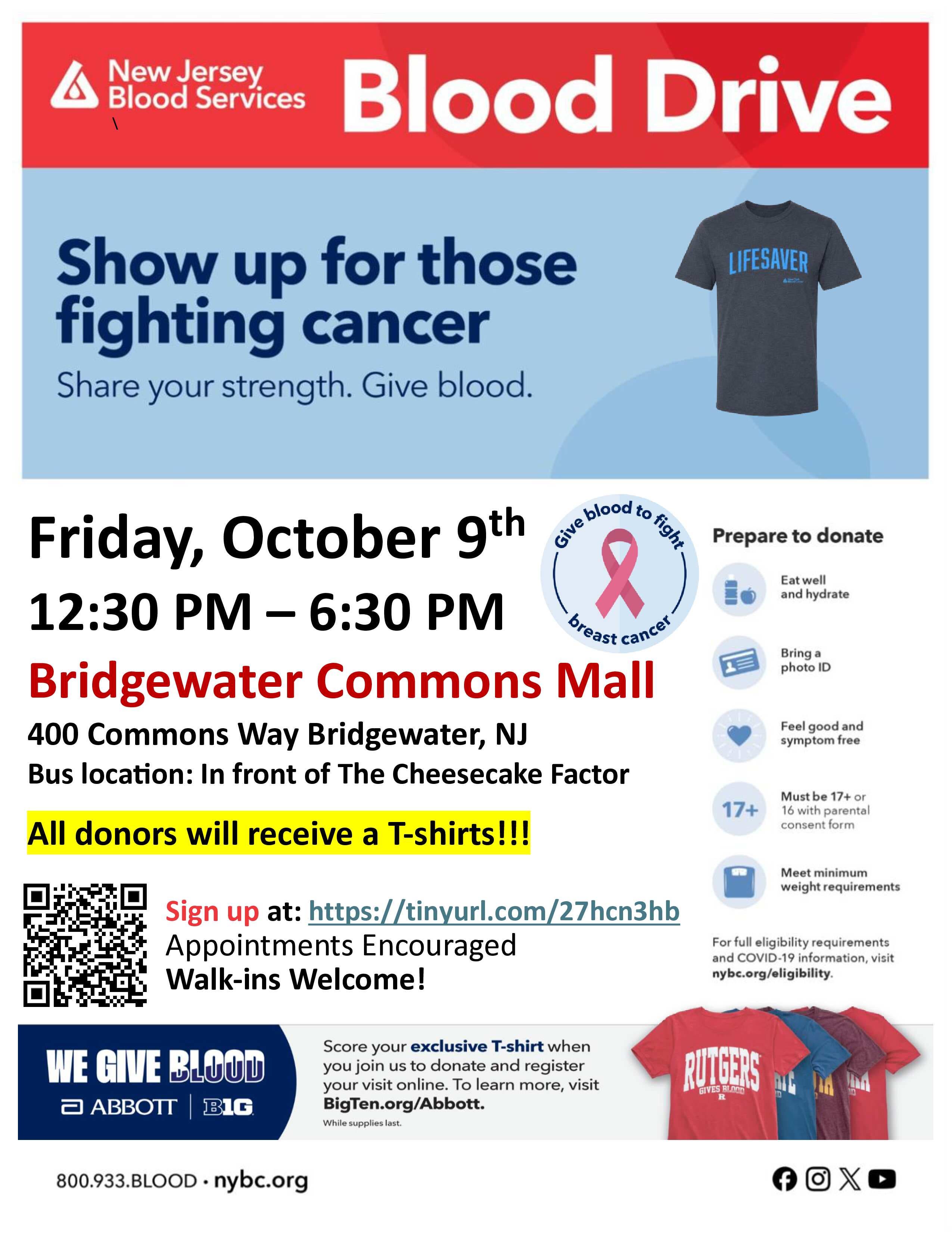 Bridgewater Community Blood Drive - T-shirt for donors!