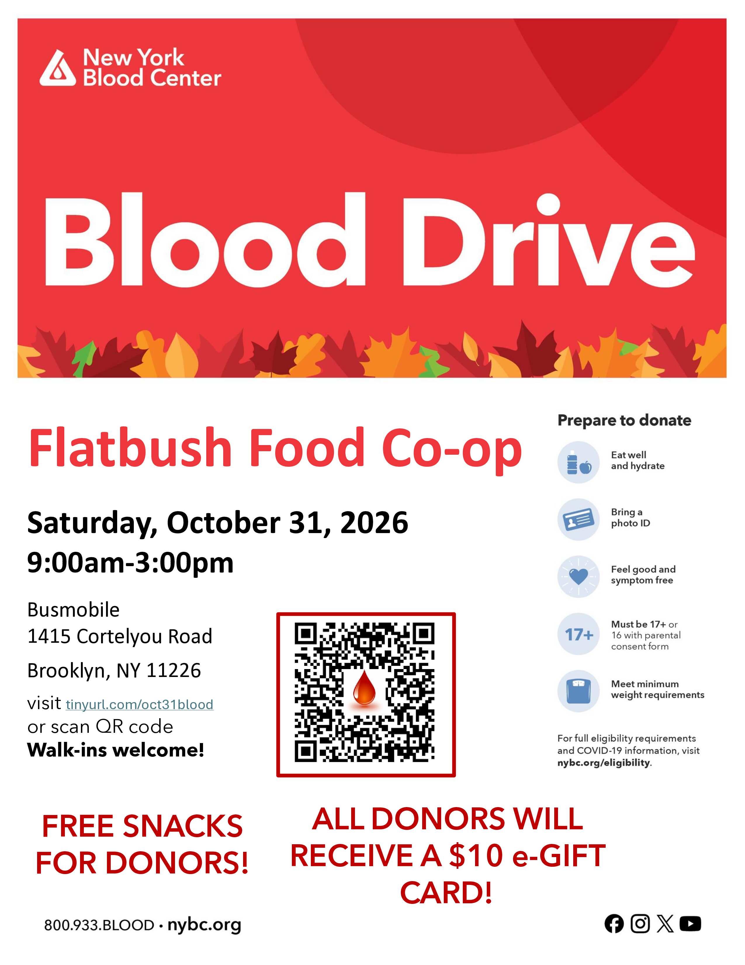 Flatbush Community Blood Drive - $10 e-gift card for donors!
