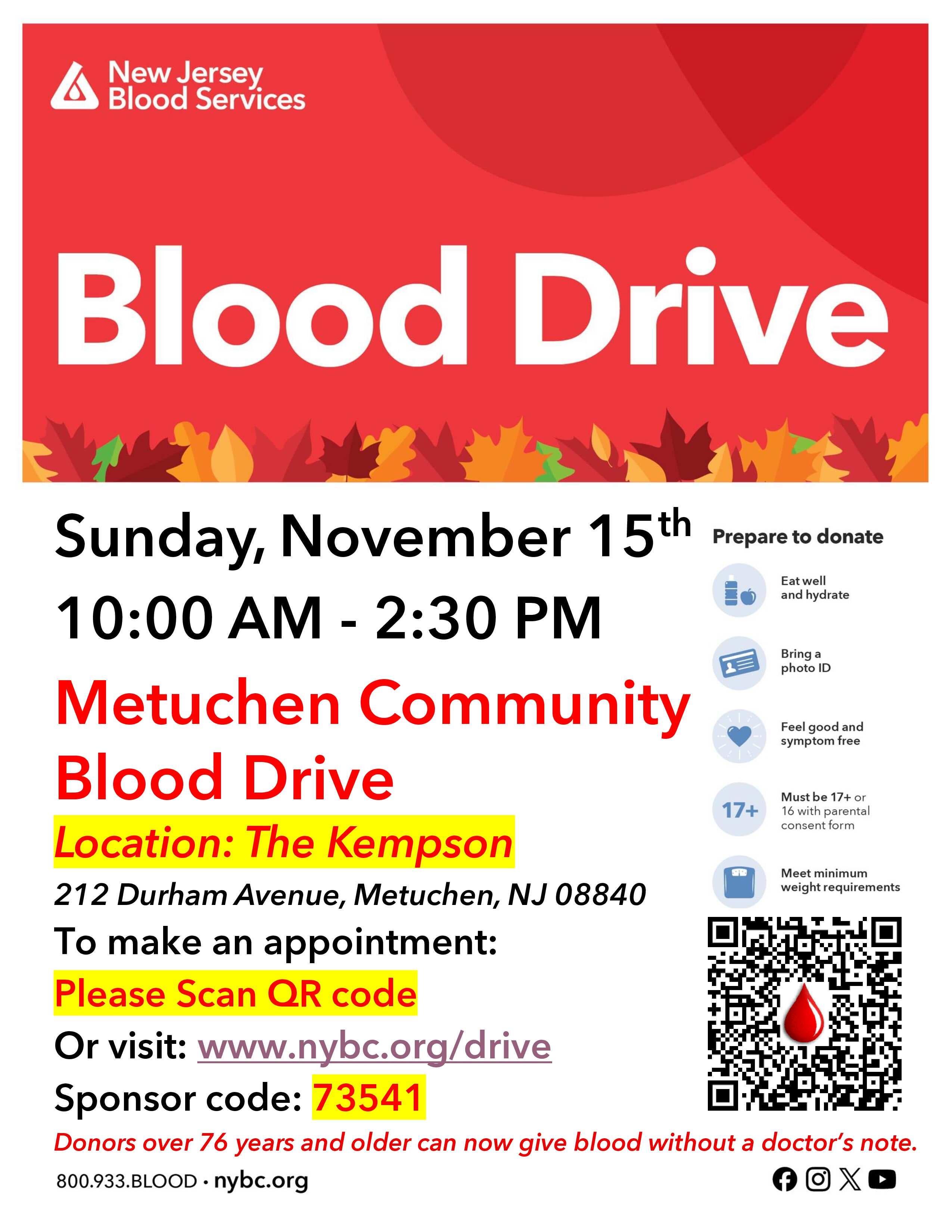 Metuchen Community Blood Drive