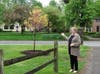 Karen Chigounis with her Rising Sun Redbud Tree
