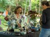 Sheila Largay of Osterville tells a customer about her pottery at the Falmouth Art Center’s Pottery Show and Sale last year. This year’s sale is Saturday, July 30, from 10am to 2pm.