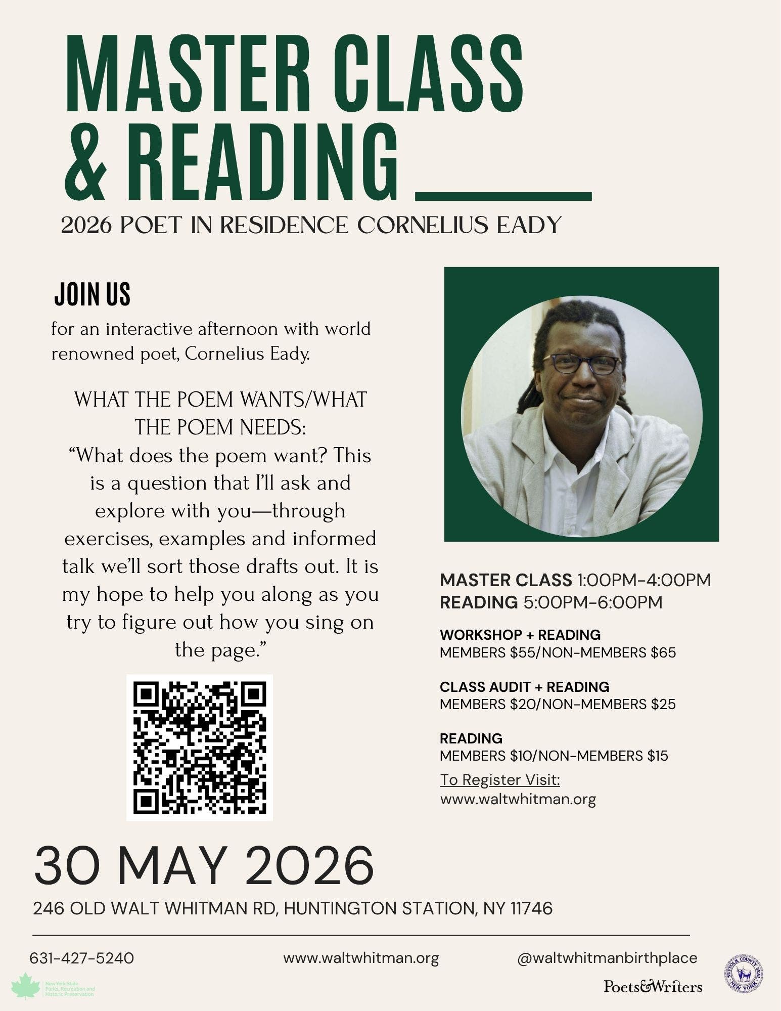 Masterclass and Reading