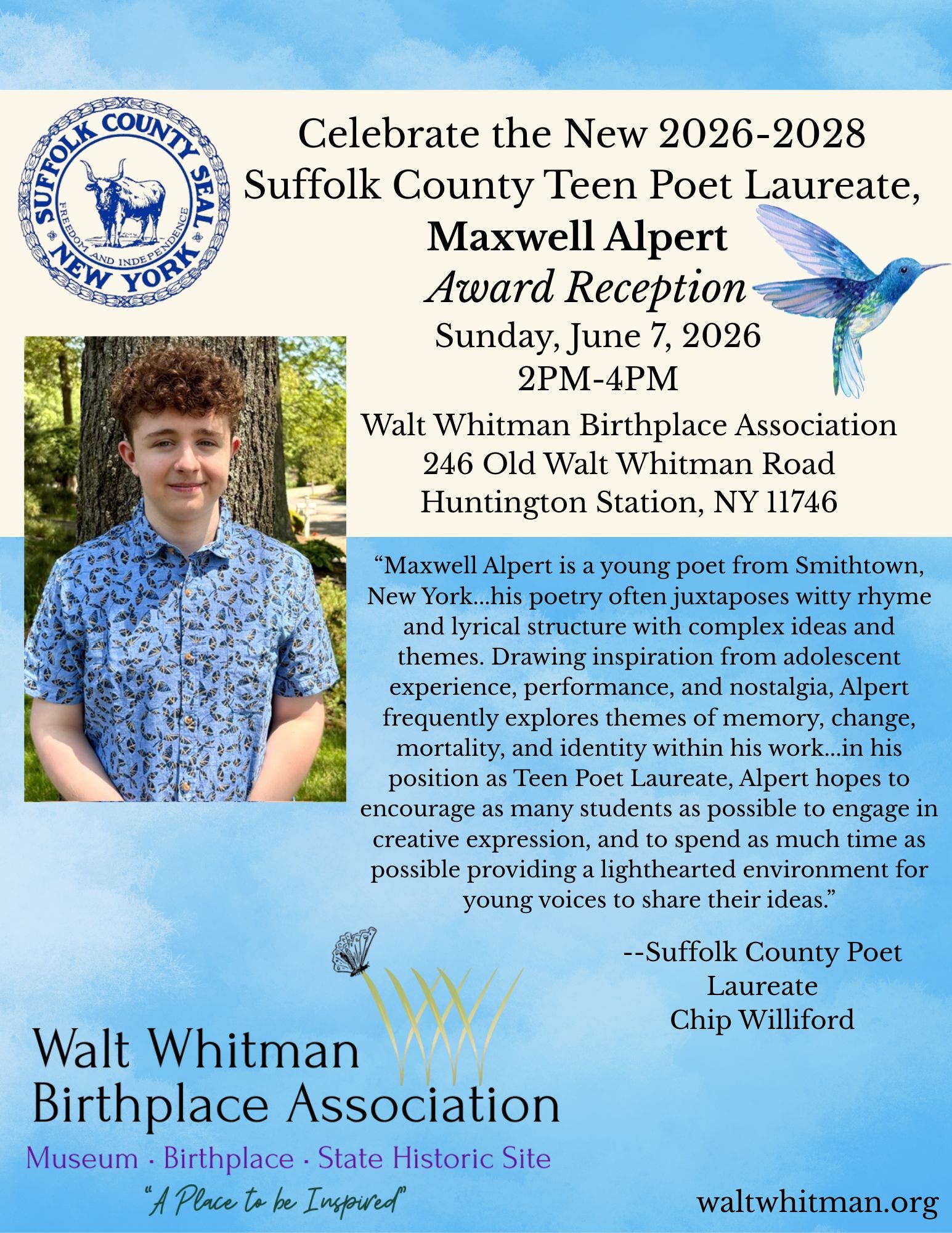 Suffolk County Teen Poet Laureate Award Ceremony