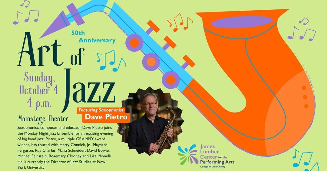 50 Years of the Art of Jazz Concert Series Headlines Dave Pietro at CLC on October 4th