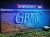 GBMC's sign on Charles Street is lit in blue for #MDBlueForCRC