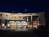 UMD St. Joseph Medical Center's tower is lit in blue for #MDBlueForCRC