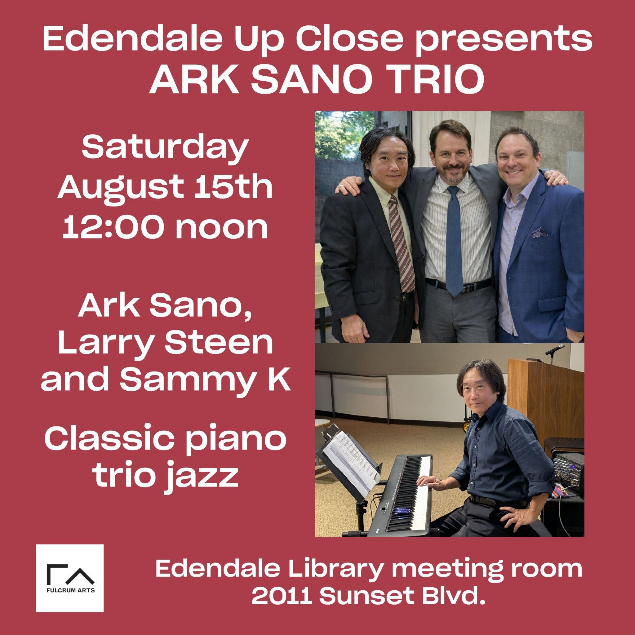 Free EDENDALE UP CLOSE CONCERTS: ARK SANO Piano Jazz Trio
