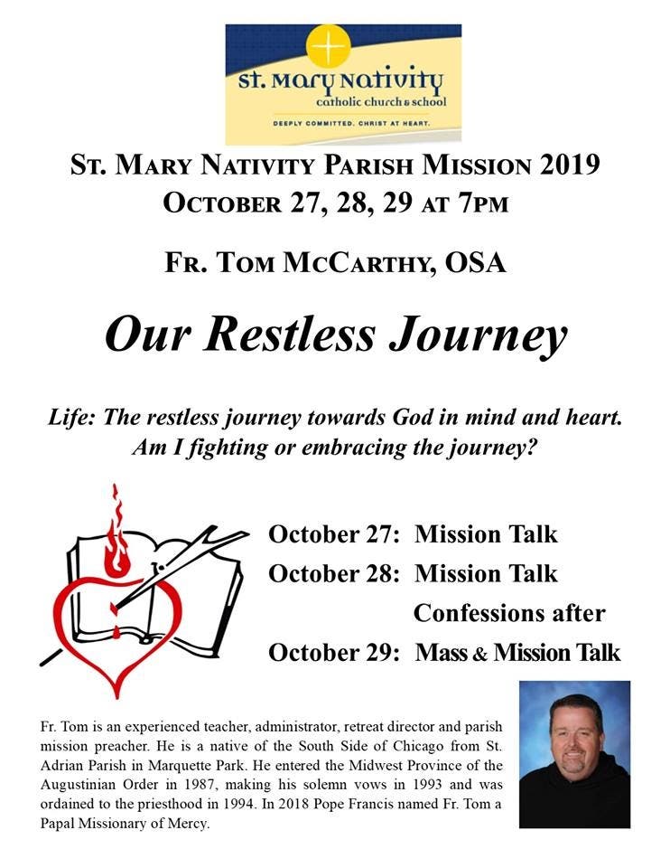 Oct 27 St. Mary Nativity Parish Mission 2019 Joliet, IL Patch