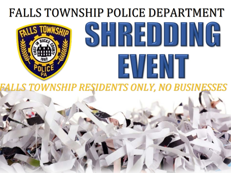 Falls Township police will hold a shredding event on Oct. 29.