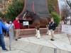 A Clydesdale appeared for fans to pet and take pictures.