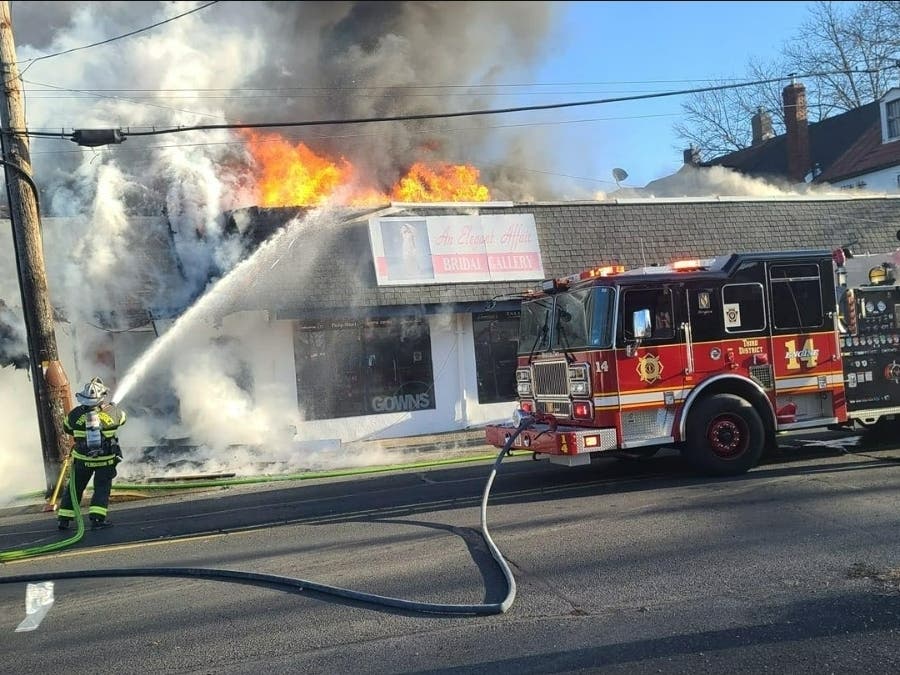 A bridal business and several shops were damaged in a fire in Bristol Borough on Friday afternoon.
